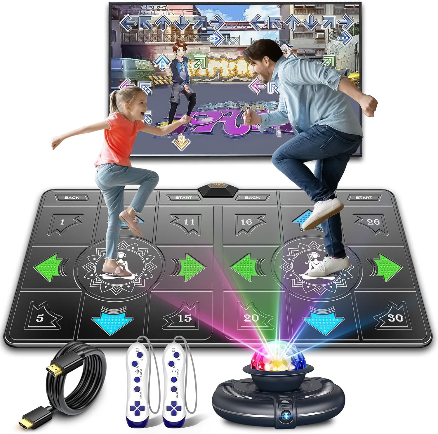 FWFX Elektronische Tanzmatten für TV – Kabellose Musik-Tanzpad-Spiel für Kinder und Erwachsene, Familientanzspiele Weihnachten Geburtstags Geschenke für Jungen & Mädchen…