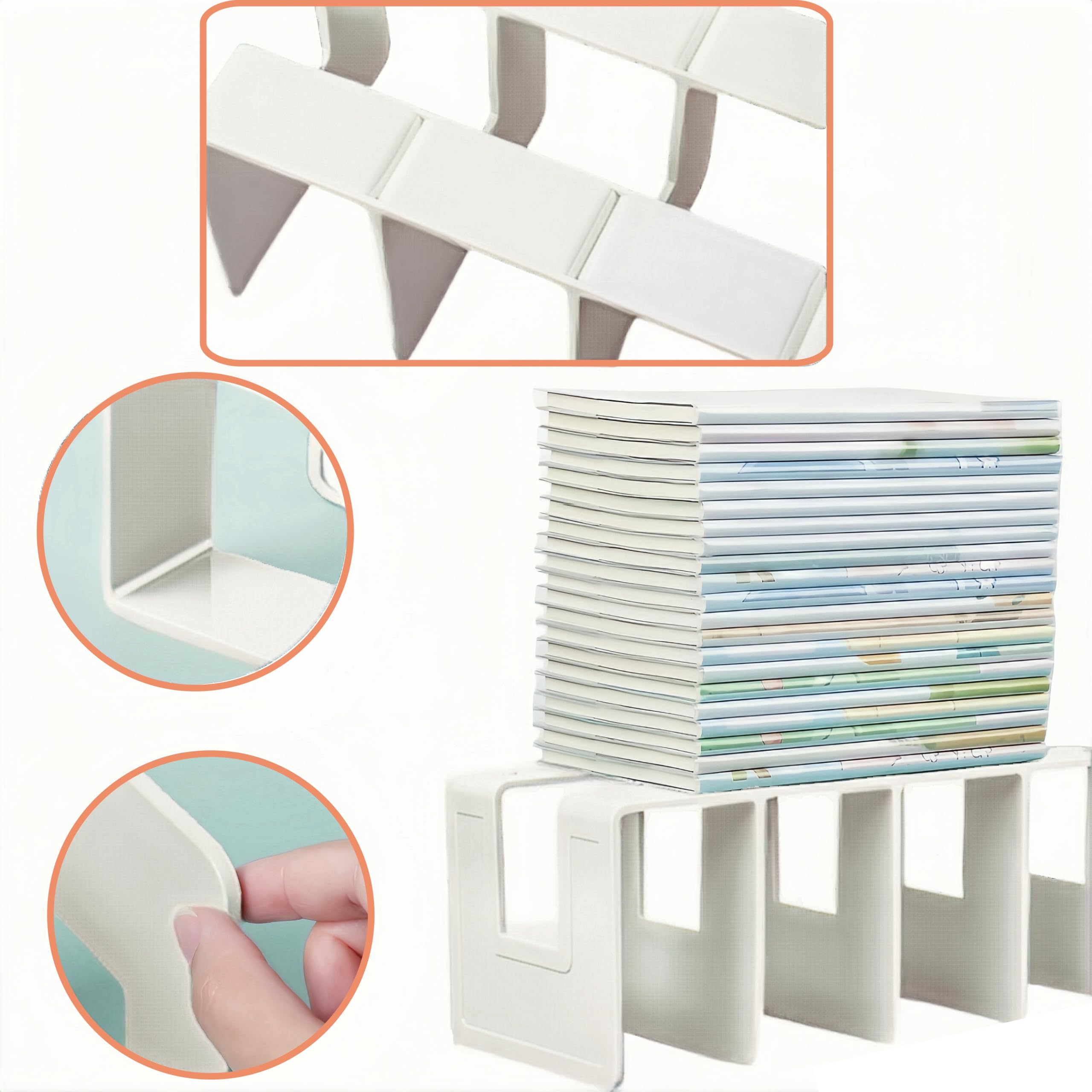 Porta Libri da Scrivania 4 Pezzi Ferma Libri Scaffale Organizer Divisori Sostegno Portatile Bianco