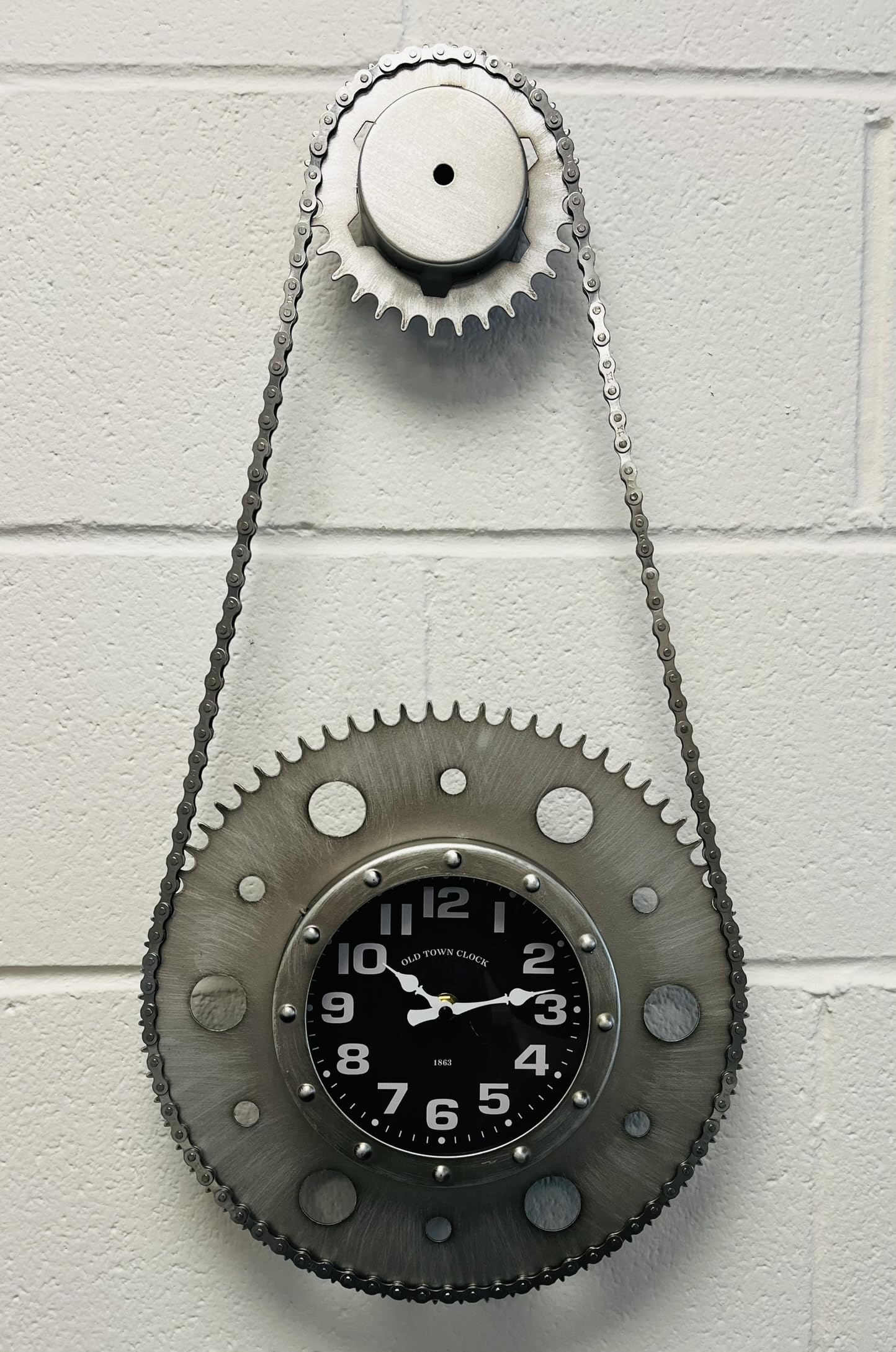 My Square Mile Bike Chain Gear Wall Clock, Industrial Metal Cog 60cm