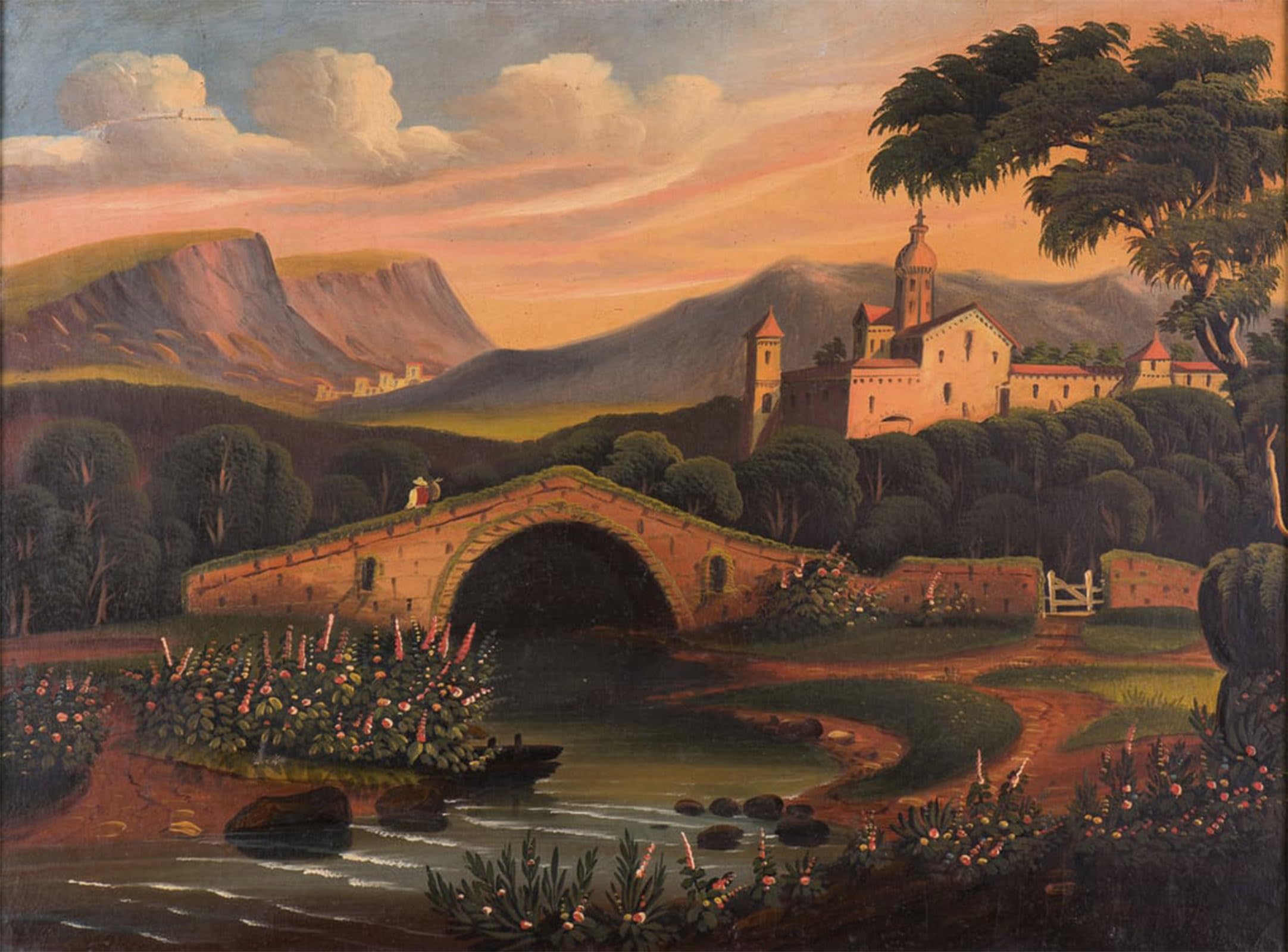 RZHRHJES Famous Painting Poster Art Canvas Print Retro Picture Italian Scene with Bridge by Famous Artist Poster Wall Art for Office Decor 60x90cm