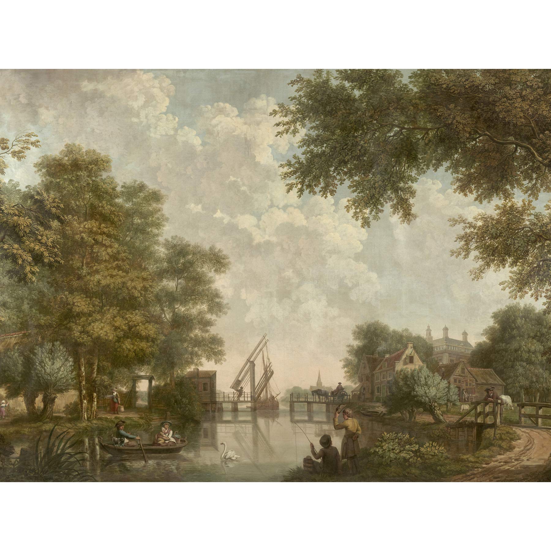 Artery8 Andriessen Dutch Landscape River Trees Painting Extra Large XL Wall Art Poster Print