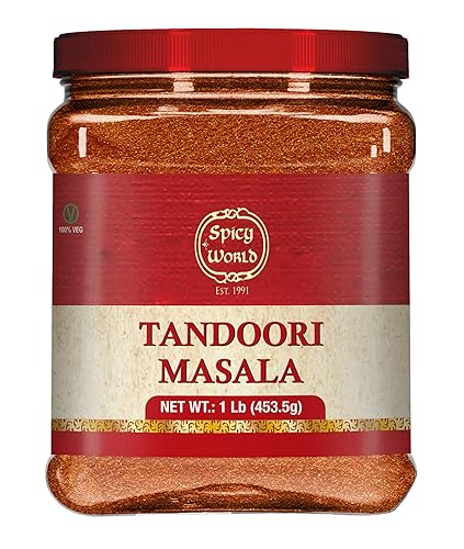 Spicy World Tandoori Masala - Paquete de tarro de 1 libra (especias a granel) – 16 onzas – Condimento – Natural, sin colores añadidos – Tikka Masala