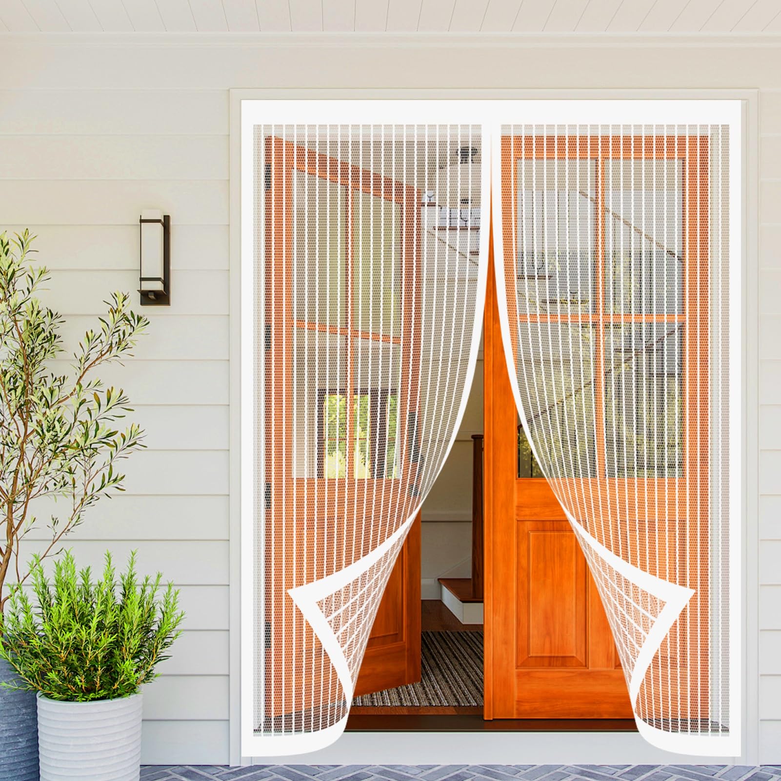 Magnetic Fly Screen Door 88 x 195 cm Door Fly Screen Curtain Keeping Bug Out Hundreds of Sizes Kid and Pet Friendly Insect Mesh for Balcony/Children's Room, White