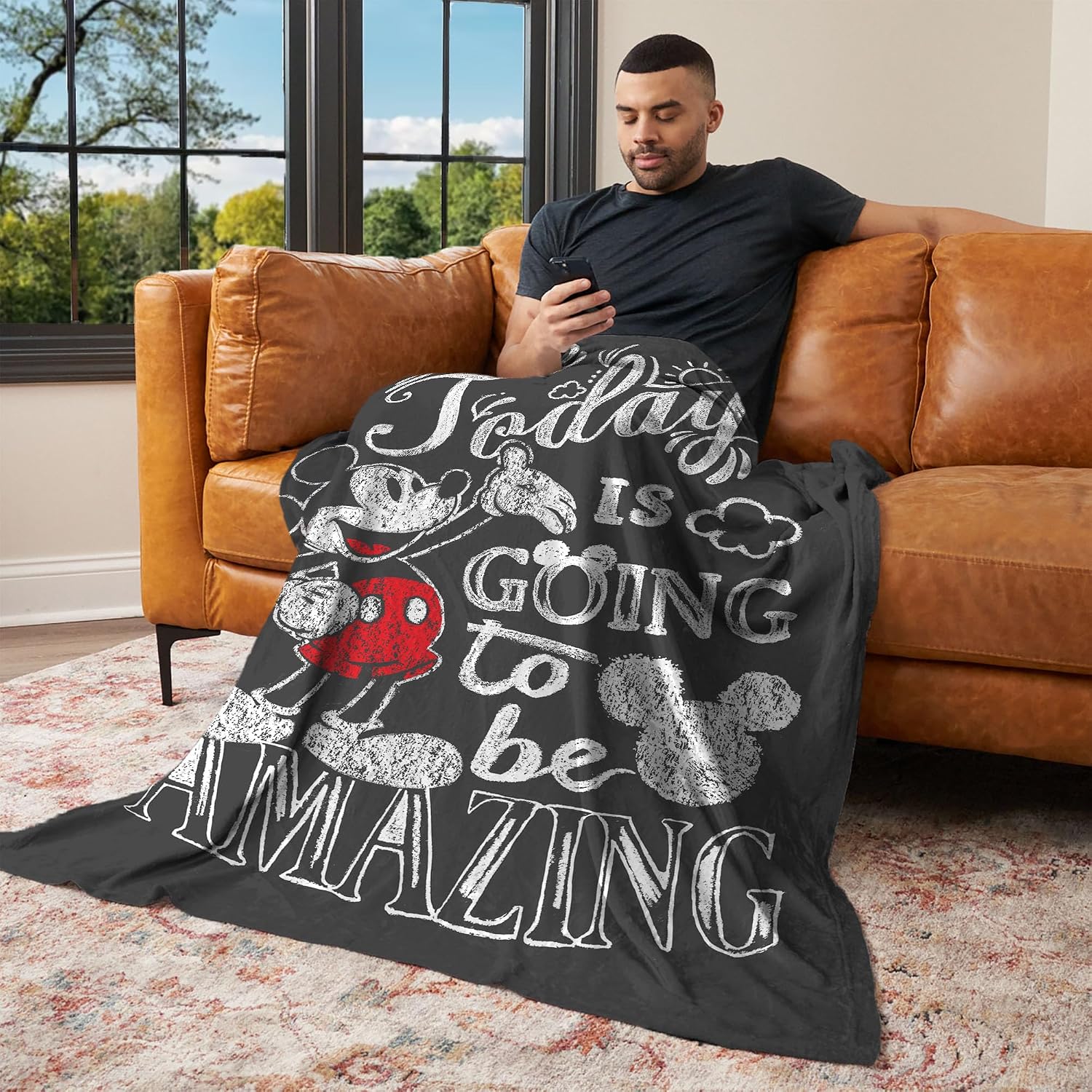 Disney Mickey Mouse Amazing Day Silk Touch Throw Blanket, Ultra-Soft Cozy Throws, 60x80 inches