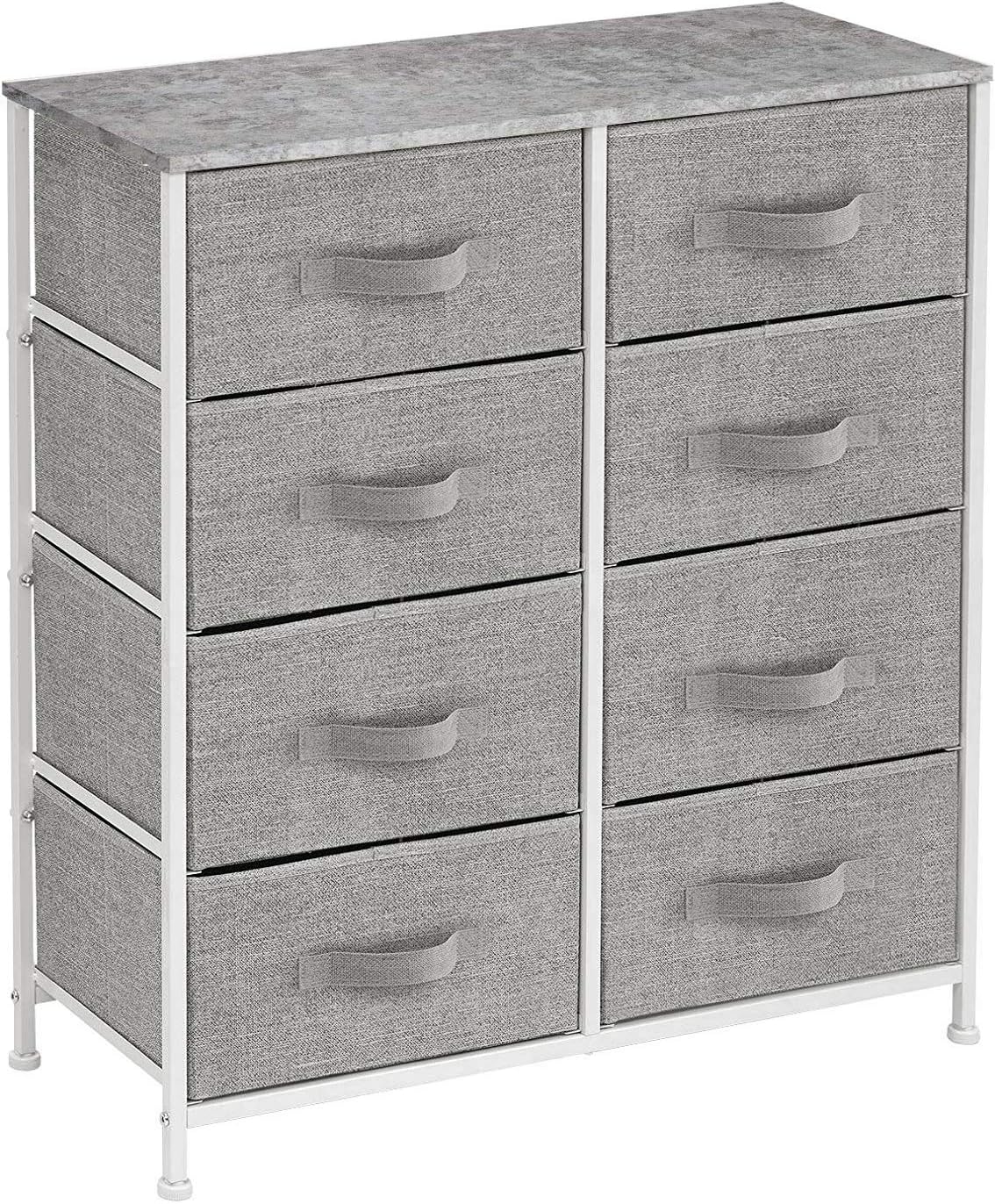 Sorbus Dresser with 8 Drawers - Furniture Storage Chest Tower Unit for Bedroom, Hallway, Closet, Office Organization - Steel Frame, Wood Top, Easy Pull Fabric Bins (Gray)