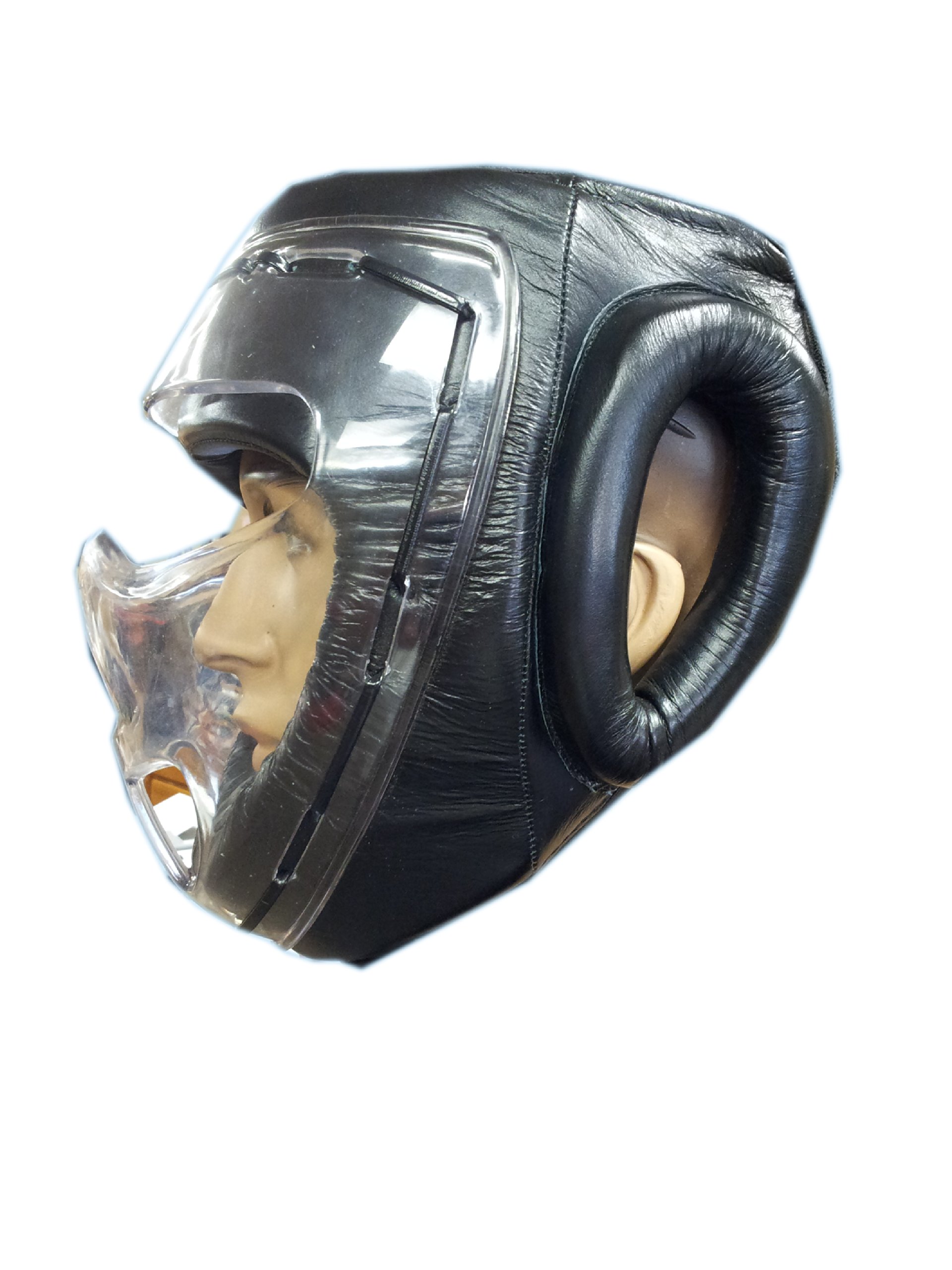 Woldorf Head Gear Clear Plexiglass Cage Leather (Black, Large)
