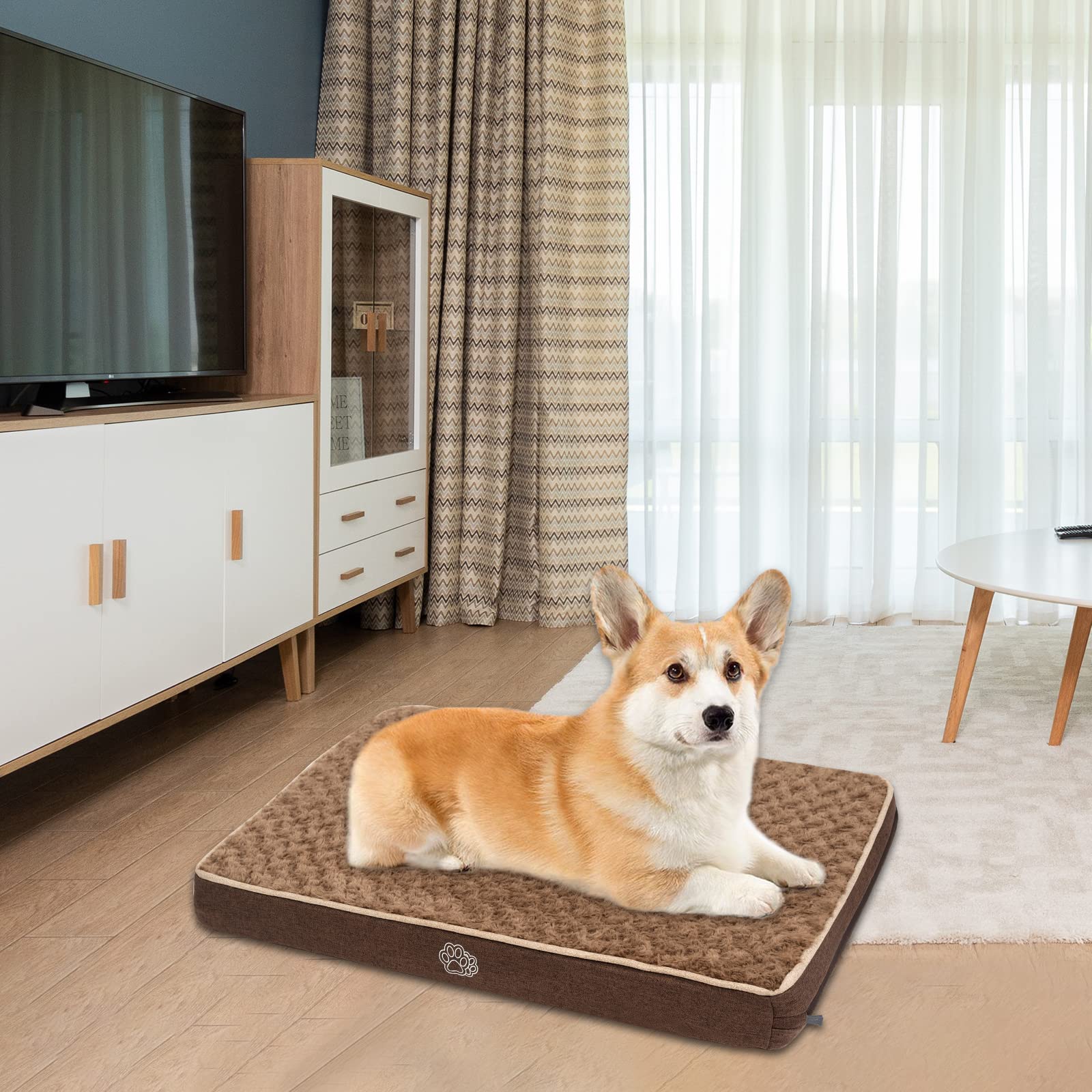EMPSIGN Lit pour Chien réversible (Chaud et Froid), 76x50x7,5cm Coussin pour Chien avec Couche imperméable, Tapis Lavable pour Chiens de Taille Moyenne jusqu'à 20 kg