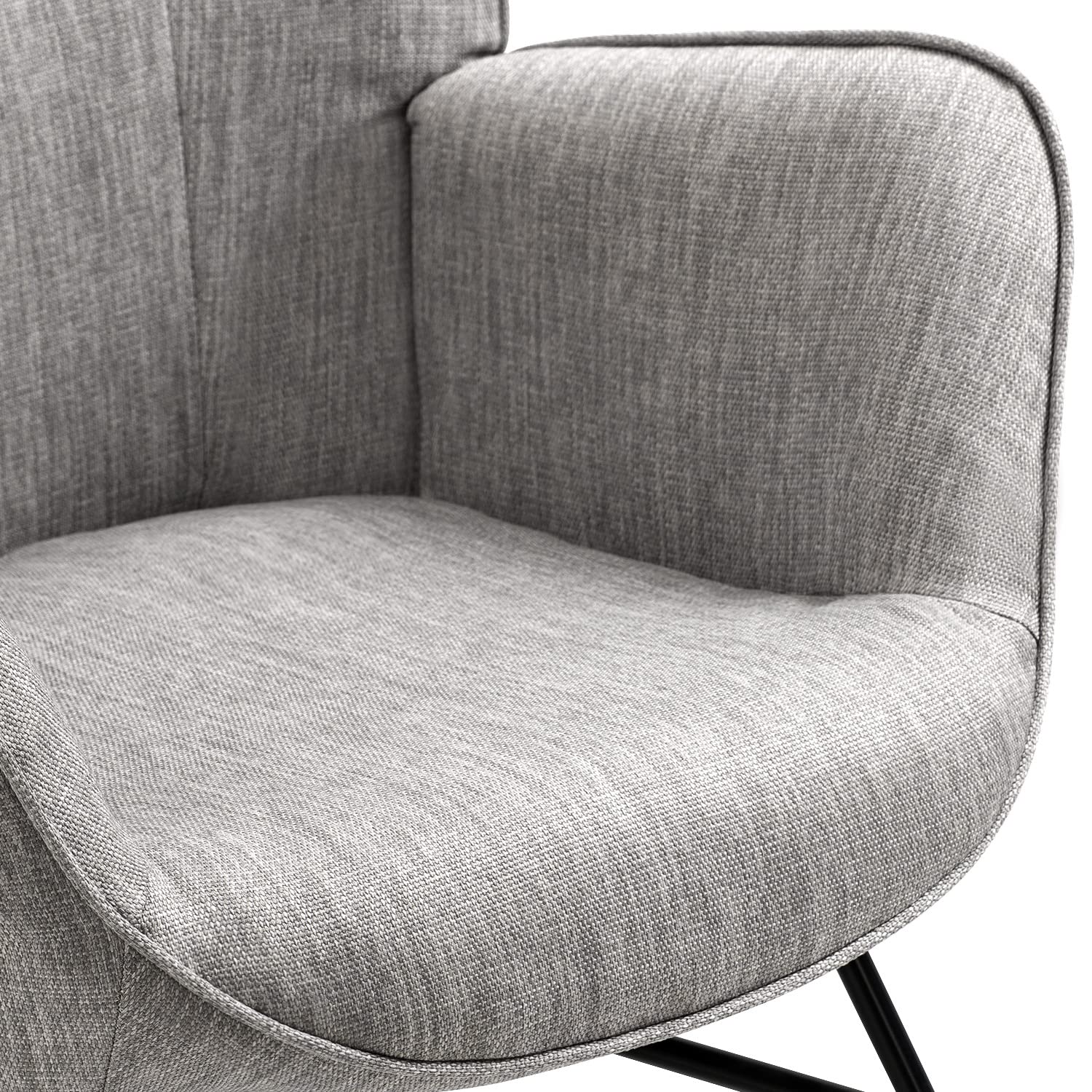 MEUBLE COSY Poltrona Relax, Sedia a Dondolo Confortevole in Tessuto con Gambe in Legno e Metallo per Soggiorno, Decorazione con Bottoni