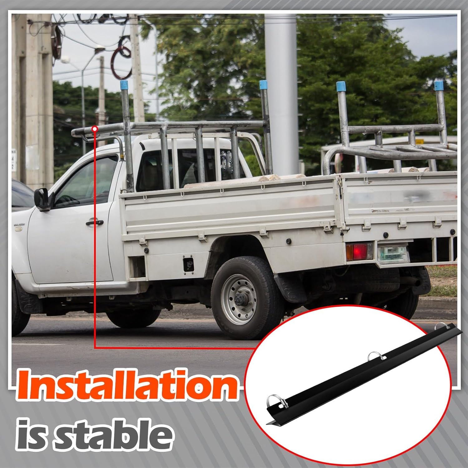Gisafai Ladder Rack Wind Deflector with 3 Pcs Ring Clamps Roof Rack Wind Deflector Cut Down On the Noise Fairing for Car Trailer Pickup Accessories, 39.37 Inch Black