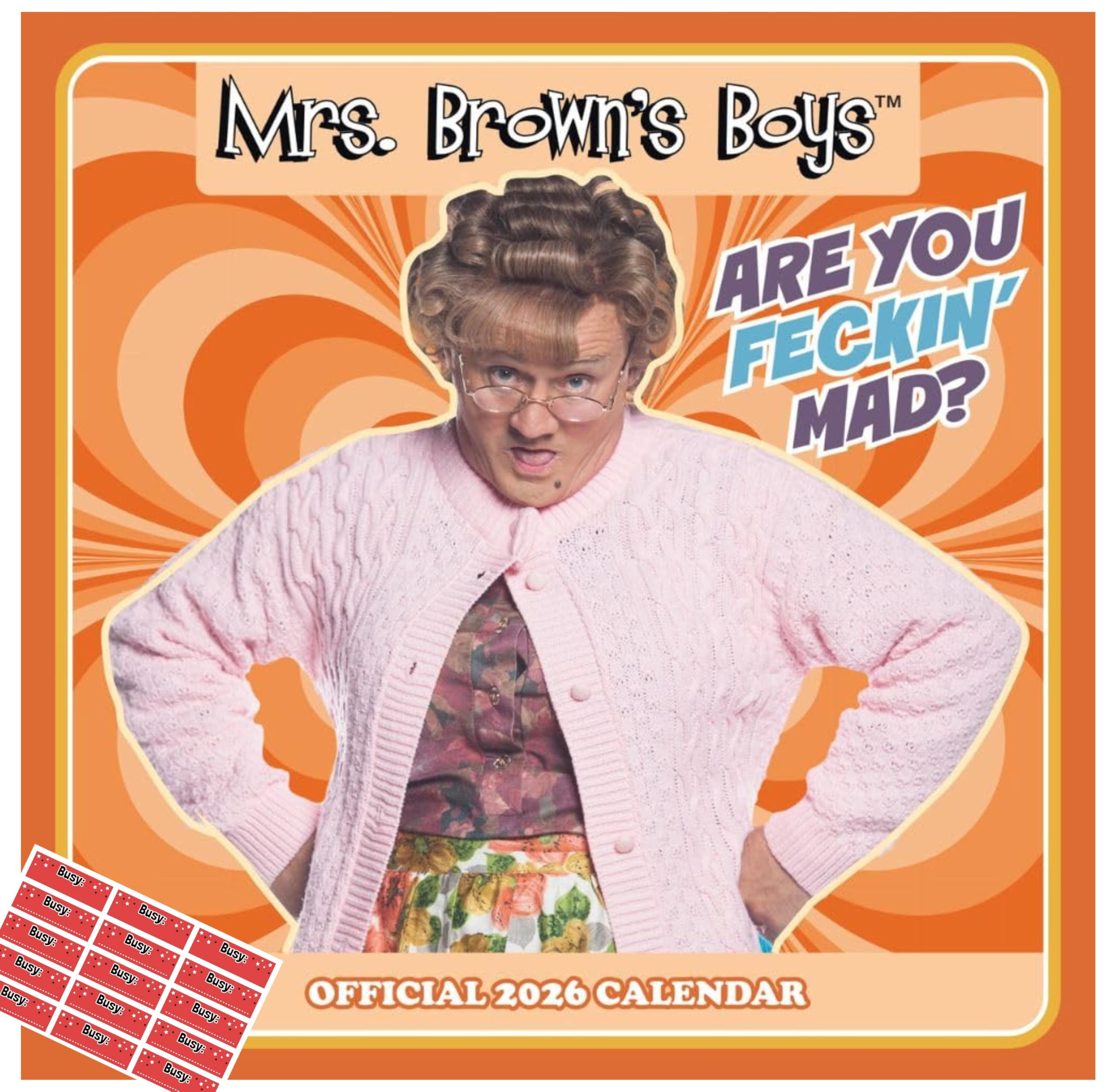 Danilo Promotions LTD Mrs Browns Boys Calendar 2025 Official Square Wall Calendar Gift Present with Free Organising Stickers
