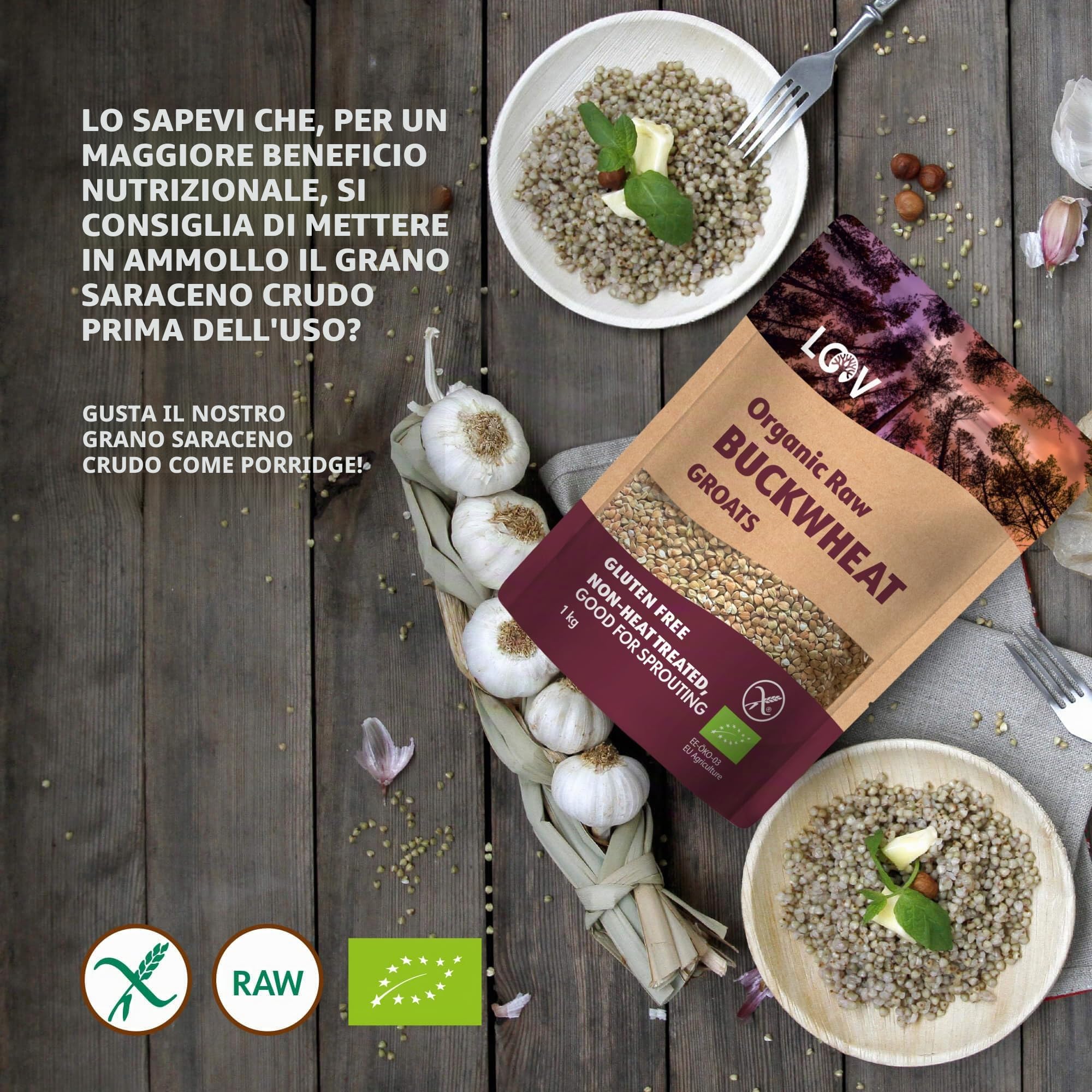 Semola di Grano Saraceno Crudo, Biologico e Senza Glutine, 1 kg, non Trattato Termicamente, Tutti i Nutrienti Sono Preservati, Sapore di Nocciola, Coltivazione Biologica in Clima Nordico, Non-OGM