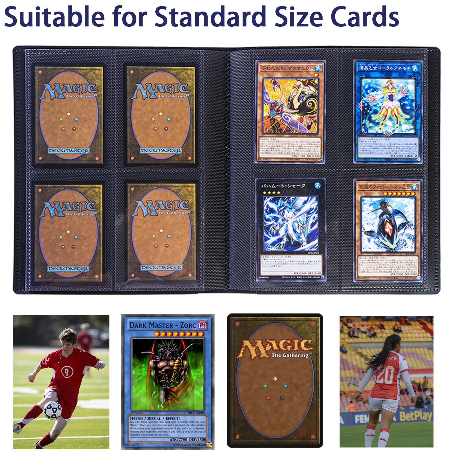 160 Taschen Sammelkarten Binder - Schwarz Mit 4-Taschen Seiten | Für YuGiOh, MTG & Sportkarten