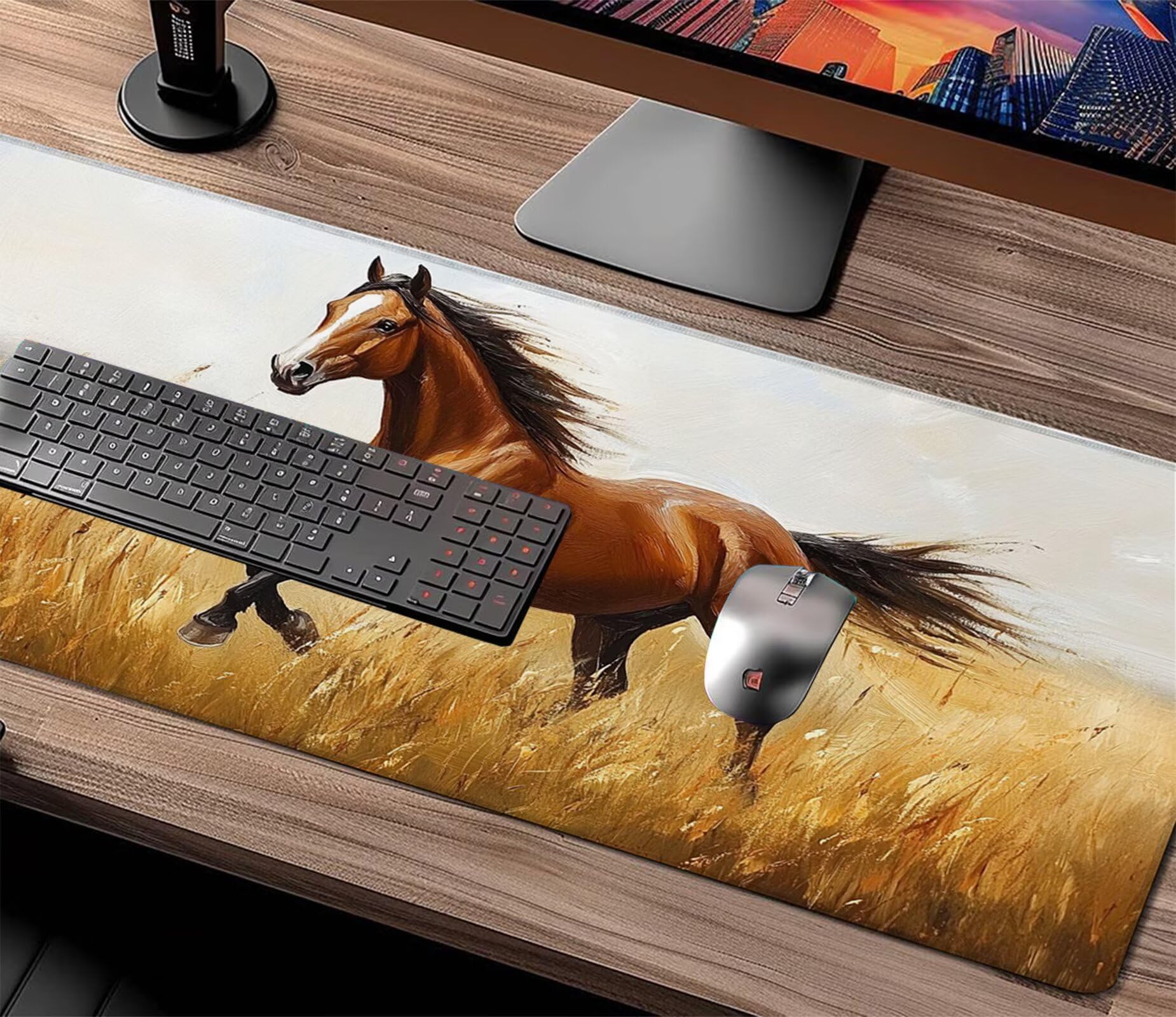 Gamingowa podkładka pod mysz XXL, 1200 x 600 x 3 mm, brązowa, podkładka pod mysz, z antypoślizgową gumową podstawą, szyte krawędzie, poprawia prędkość i precyzję, akcesoria gamingowe X1-436