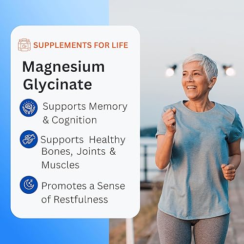 Miniatura 3 de Glicinato de magnesio 400 mg  90 suplementos de magnesio para la relajación muscular apoya el sistema inmunológico, mejora la salud ósea, promueve