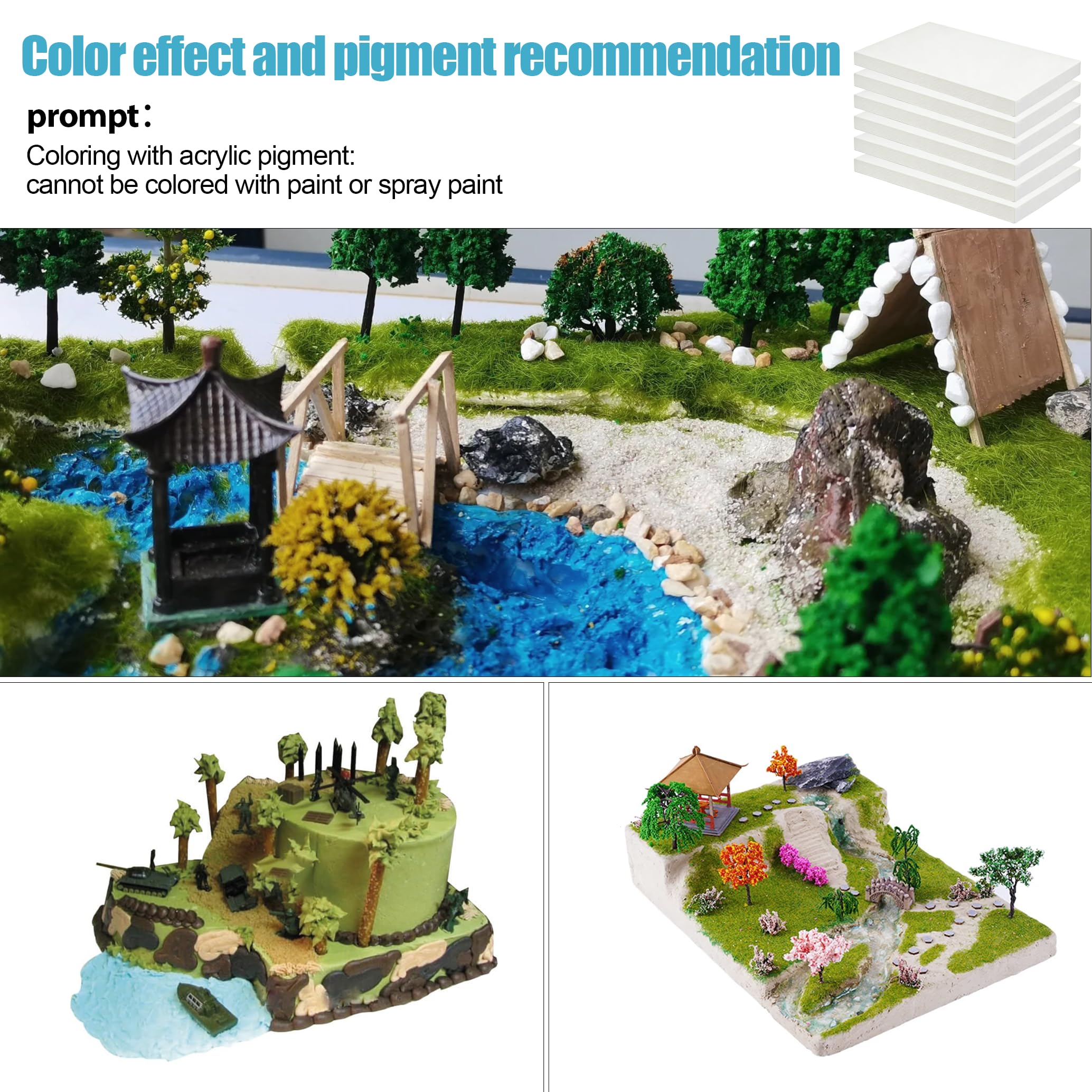 RANJIMA 6 Stück Schaumplatte Hartschaum, 40x30x2 cm Hartschaumstoff Weiß Styroporplatten Styrodur 20mm Hartschaumstoff DIY Modellbau Material für Landschafts Modellierung Handwerk Schaum Diorama Basis