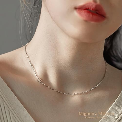 Miniatura 6 de MignonandMignon Sideways Tiny Initial Necklace  Off Center Letter  Personalized Name  Mothers Day Perfect Gift for Mom -SIN