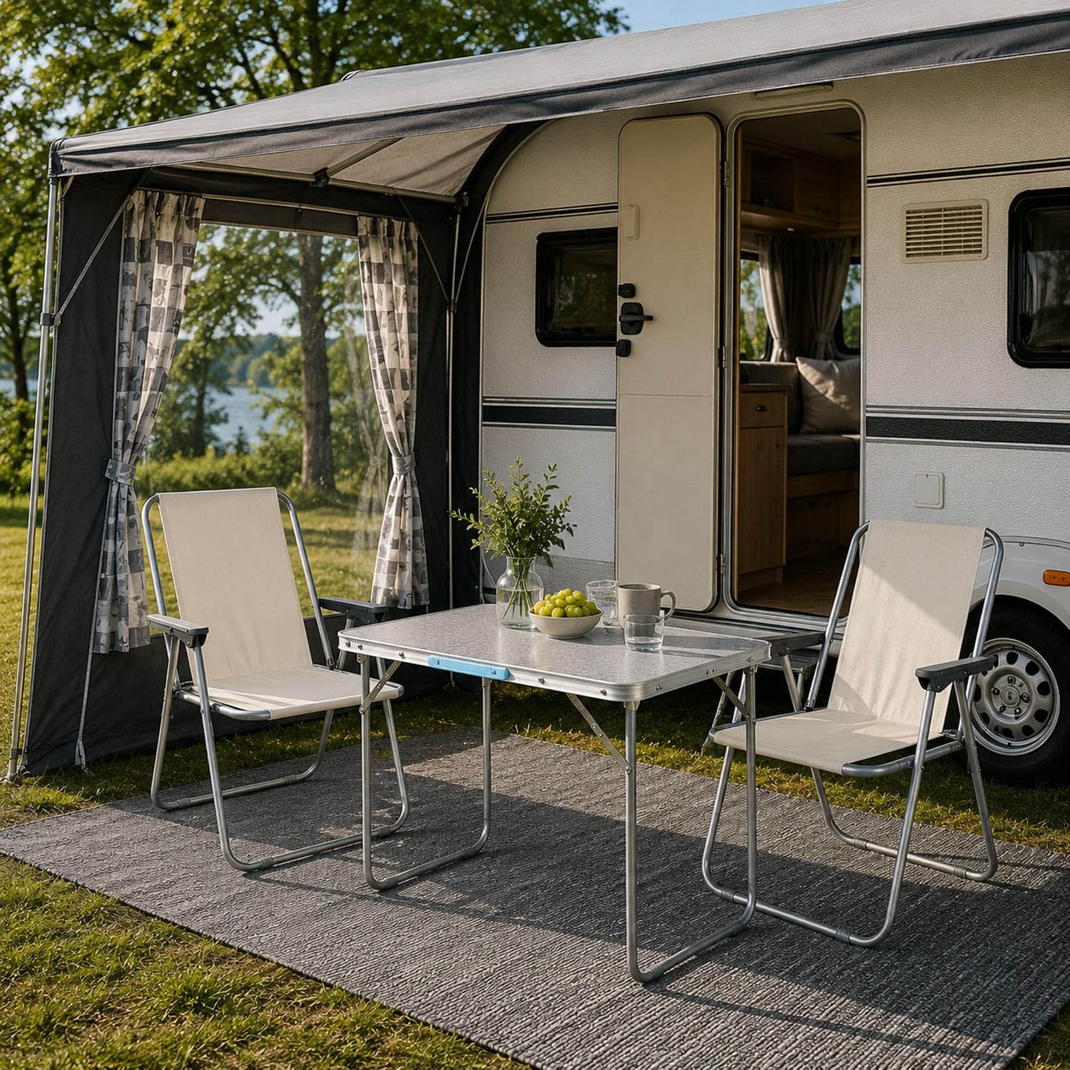 Mojawo Campingmöbel Set Outdoormöbel Alu Camping L70xB50xH59cm Product Description