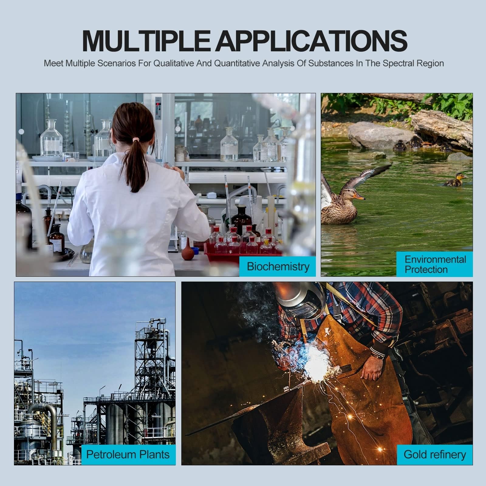 Espectrofotómetro óptico, con puerta de luz automática y perilla de ajuste de longitud de onda, for pruebas de alimentos, exploración geológica y laboratorios químicos