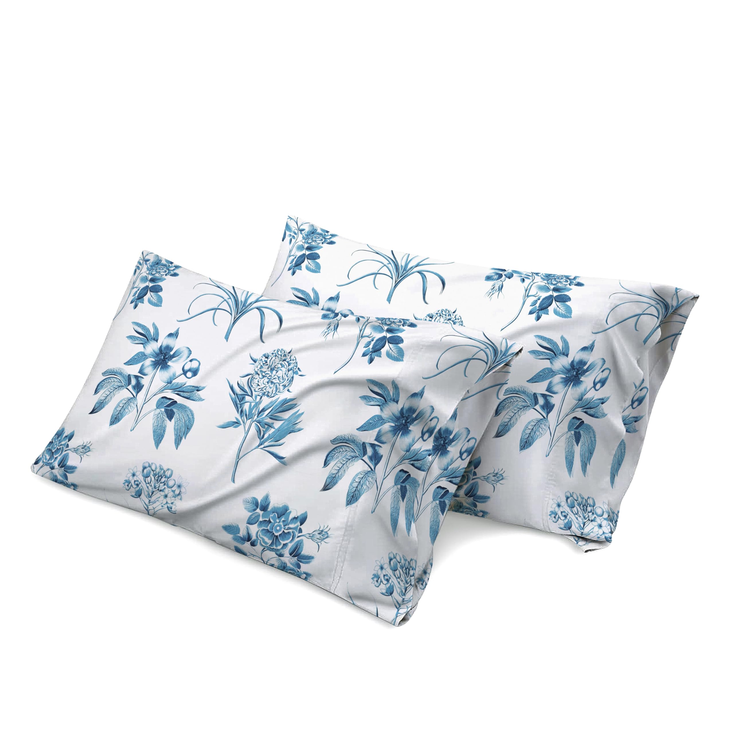 100% Egyptian Cotton Pillow Covers 2 Pack 400 Thread Count Floral Printed Ultra Soft Breathable Hotel Quality Luxury Pillowcases Standard Size Easy Care Machine Washable — image 1