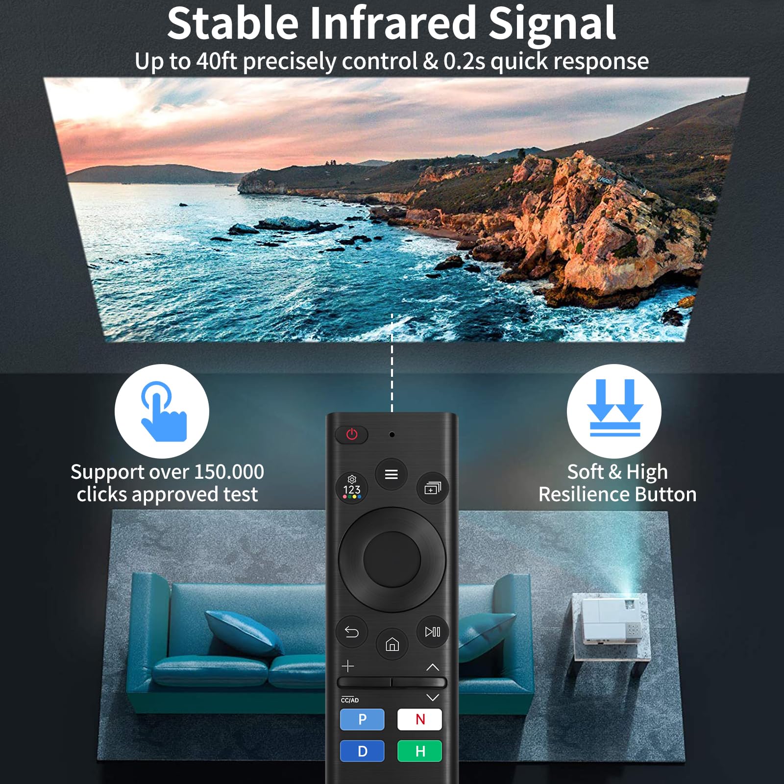 Mando a distancia universal para Samsung TV, repuesto compatible con televisores inteligentes Frame, Serif, Crystal, Neo QLED, OLED, 4K, 8K