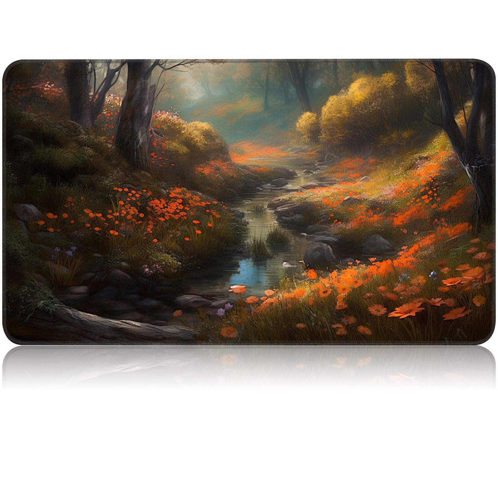 for MTG Game Playmat, for Magic TCG Rubber Play mat,Tabletop Card Playmats with Smooth Surface,Trading Card Inked Game Mat,Battle Game,Unmanned Forest