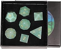 Vista 16 de rockcloud Juego de 7 dados poliédricos DND de cristal de cuarzo roca, dados hechos a mano con caja de dados para juegos de mesa RPG MTG, decoración