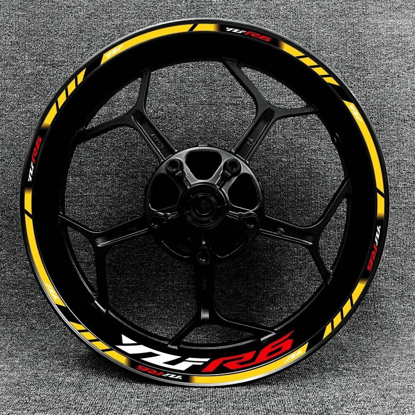 Motorcycle Reflective Wheel Rim Stripe Sticker Front Rear Full Set Decal for Yamaha YZF-R6 Decorative(Color18)