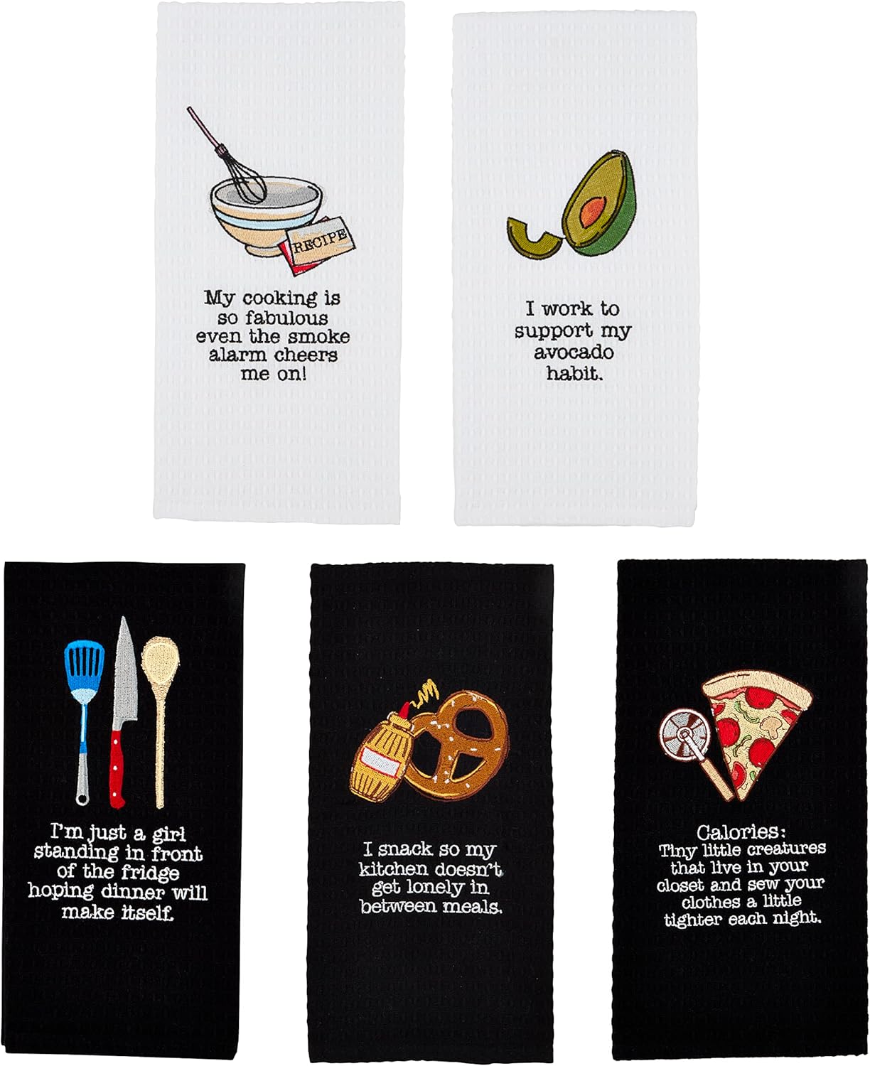 Mud Pie Circa Kitchen Waffle Weave Towel, Pizza, 26" x 16.5" - Image 3