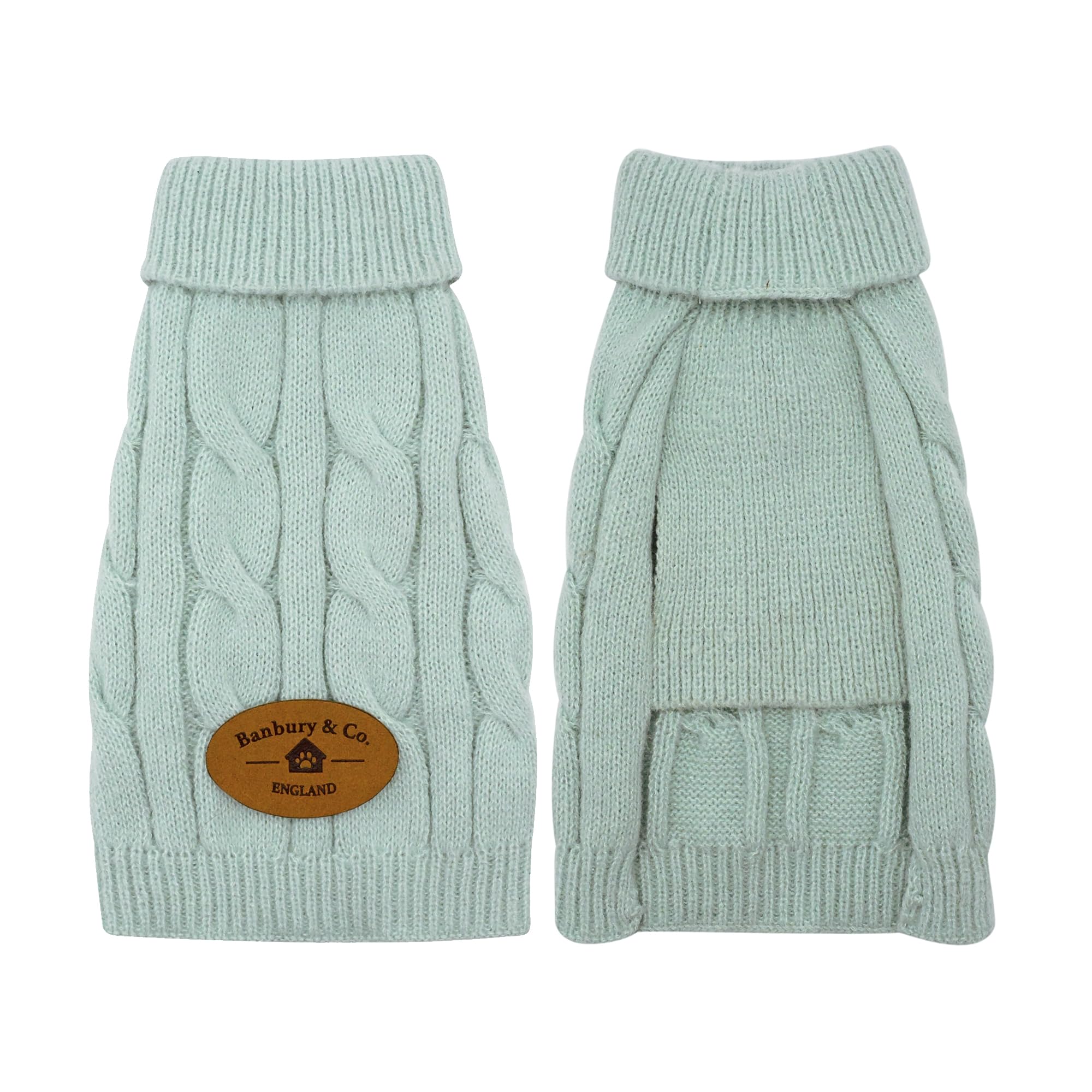 Banbury & Co Pull pour Chien | Pull Chaud et léger en Tricot torsadé | Col roulé Lavable en Machine Vêtements d'hiver pour Animaux domestiques avec Taille élastique (Taille S : Cou : 16-21 cm |