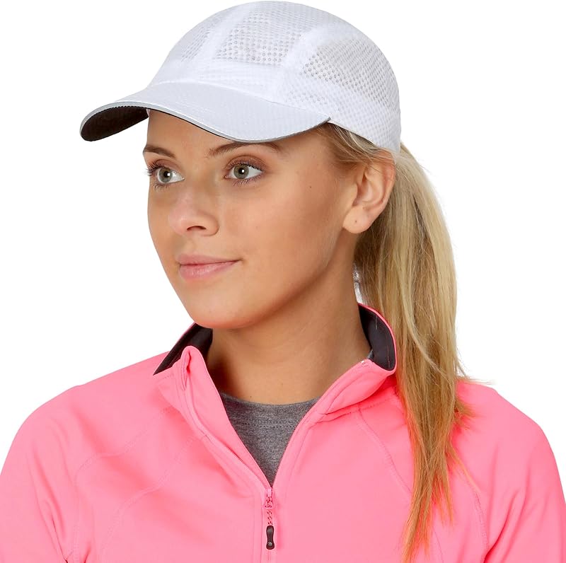 TrailHeads Women's Race Day Running Hat, Sports Cap with Reflective Trim | Lightweight , Dark Underbill to Reduce Glare, Adjustable Fit, Breathable Polyester Mesh, Designed for Aerobic Activities