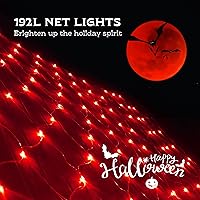 Vista 6 de Woohaha - Luces de red de Navidad para exteriores, 9.8 x 6.6 pies, 192 luces LED de hadas con 8 modos de iluminación, luz conectable para arbustos