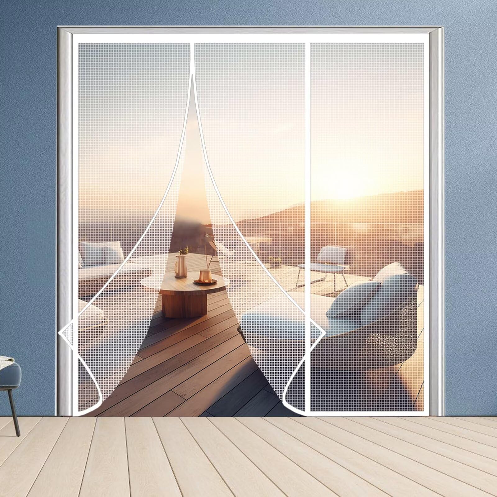 Sur Mesure Magnétique Moustiquaire Porte 140x235cm Aimantée de Pour Portes Fenêtres Balcon Séjour Fermeture automatique Sûr pour Enfants Blanc