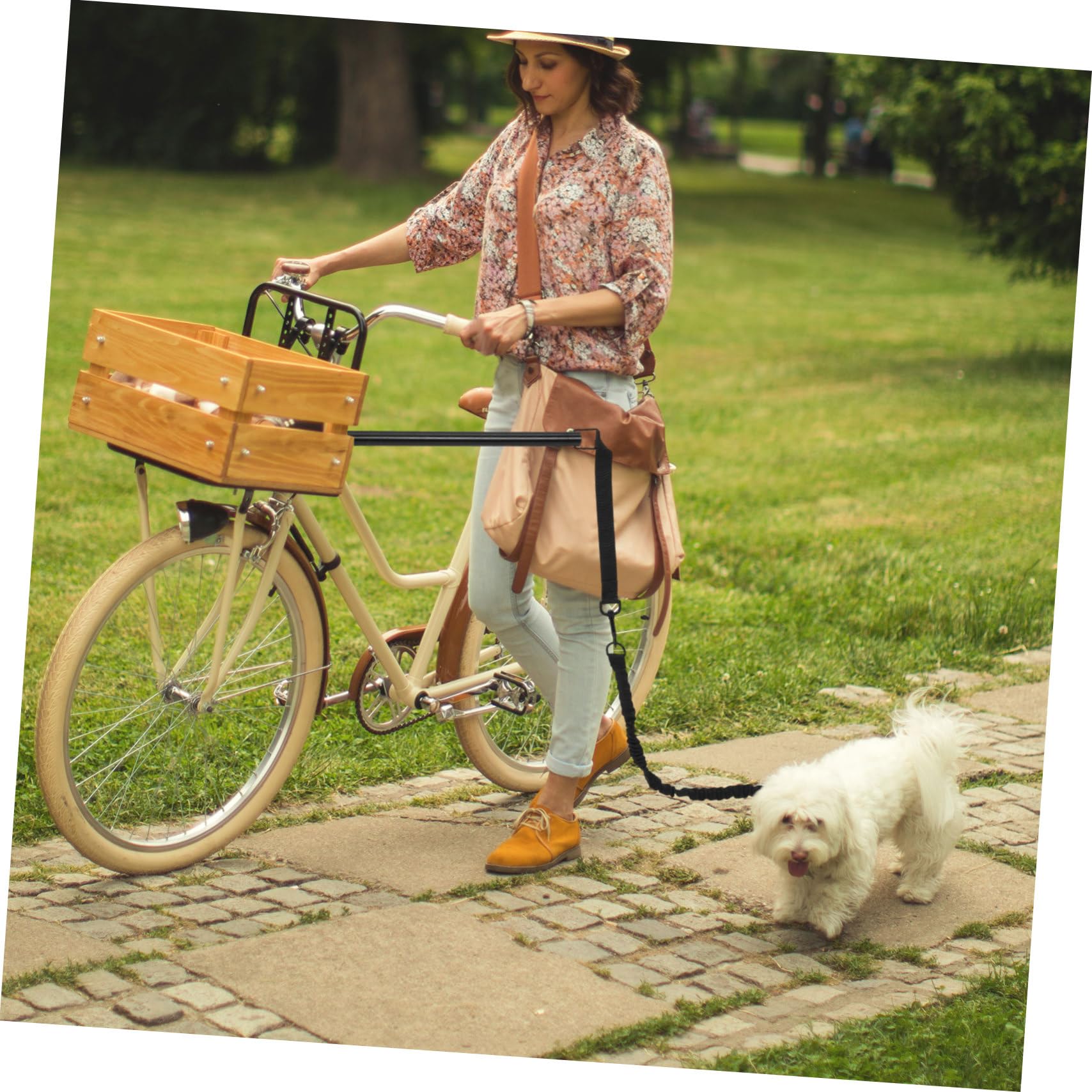 Guinzaglio da Bici per Cani Rimovibile, Robusto, Nero | Tessuto Oxford e Lega, per Cani Piccoli e Medi, per Camminata e Caccia, Ampia Libertà di Movimento