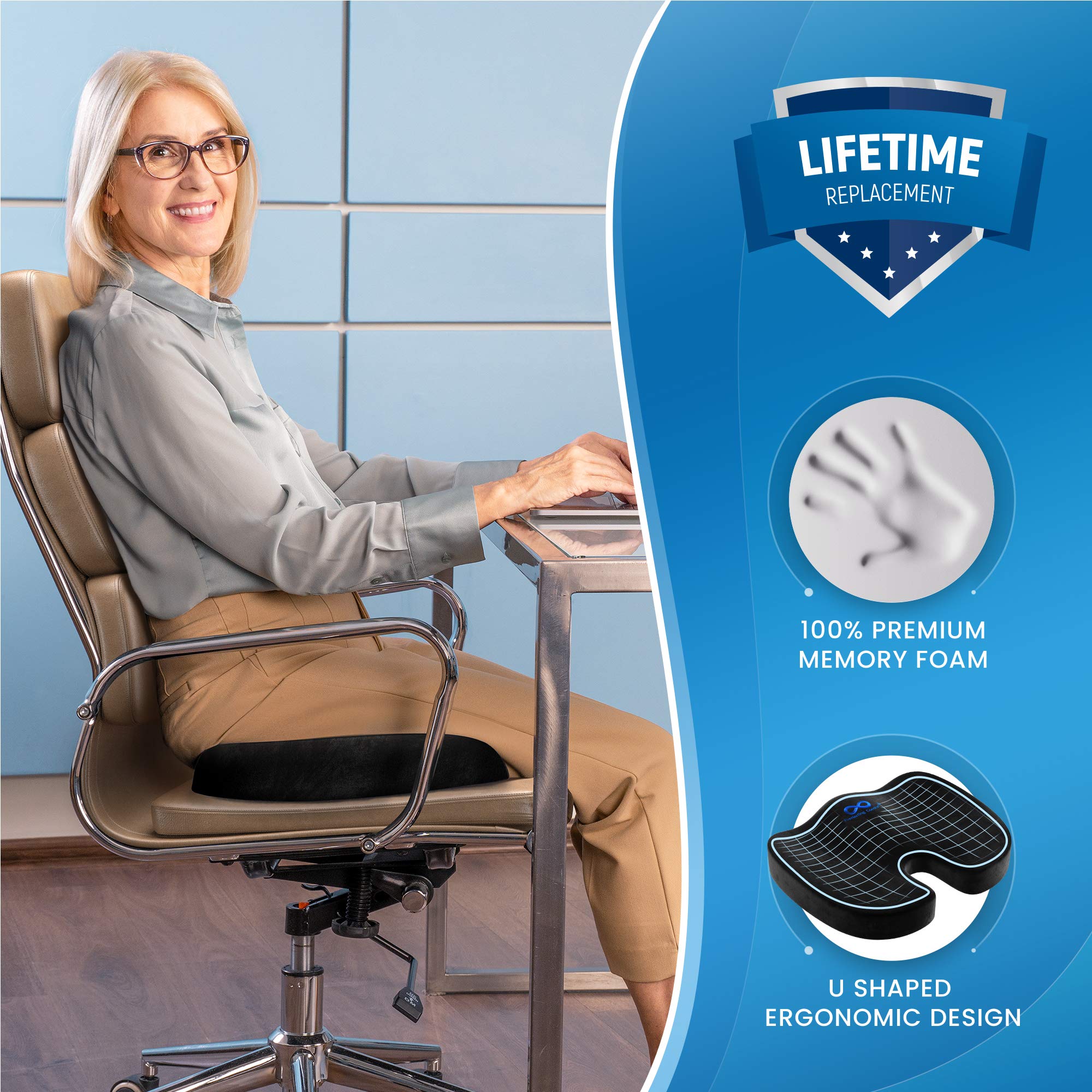 Everlasting Comfort Seat Cushion Pillow for Office Chair Sit Longer