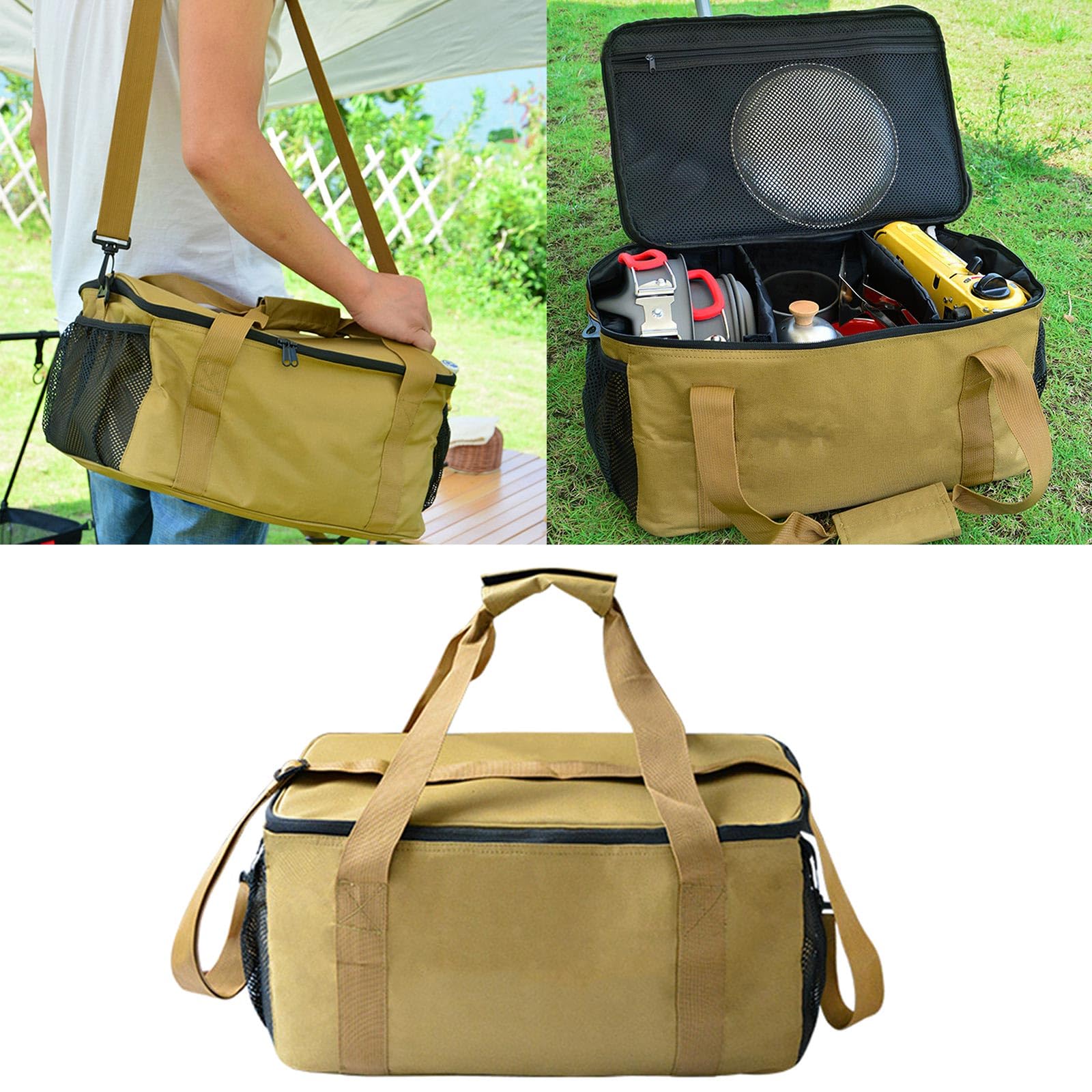 GRABLOOM Bag with Liners Insulated Picnics Lunch Bag Tableware Handbag Soft-Sided Cooling Bag for Camping Outdoor Activity Picnics Basket Thermal Bag Large Thermal Insulated