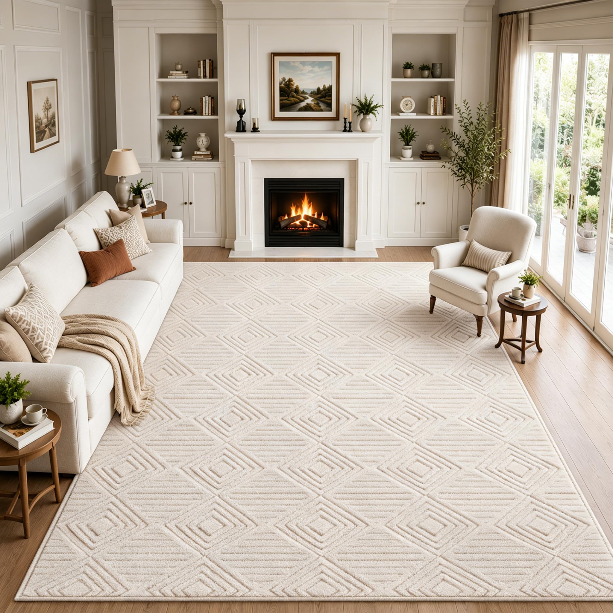 Capslpad Alfombra Beige 200x300cm antideslizante moderna alfombra suave lavable para salón oficina comedor dormitorio