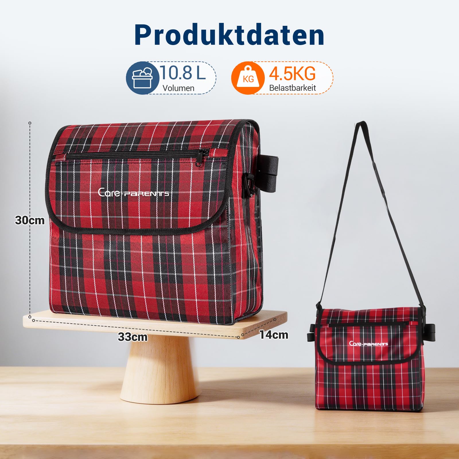 Care-parents Bolsa para silla de ruedas, mochila para la parte trasera de la silla de ruedas, espaciosa bolsa de almacenamiento para sillas de ruedas, bolsa universal para accesorios de silla de