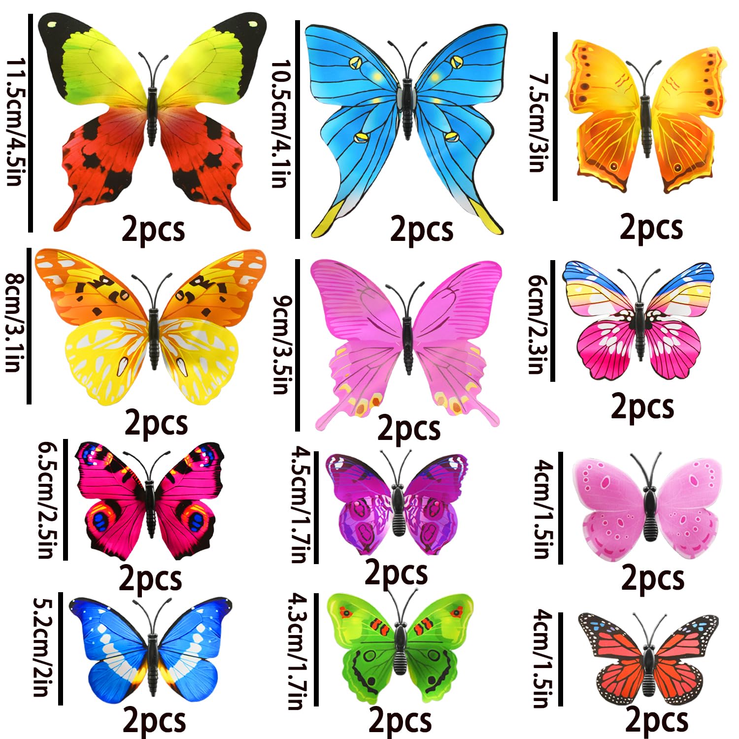 LUHOCIY 30 Pezzi, Adesivi Murali Bambini, Farfalle Decorative Da