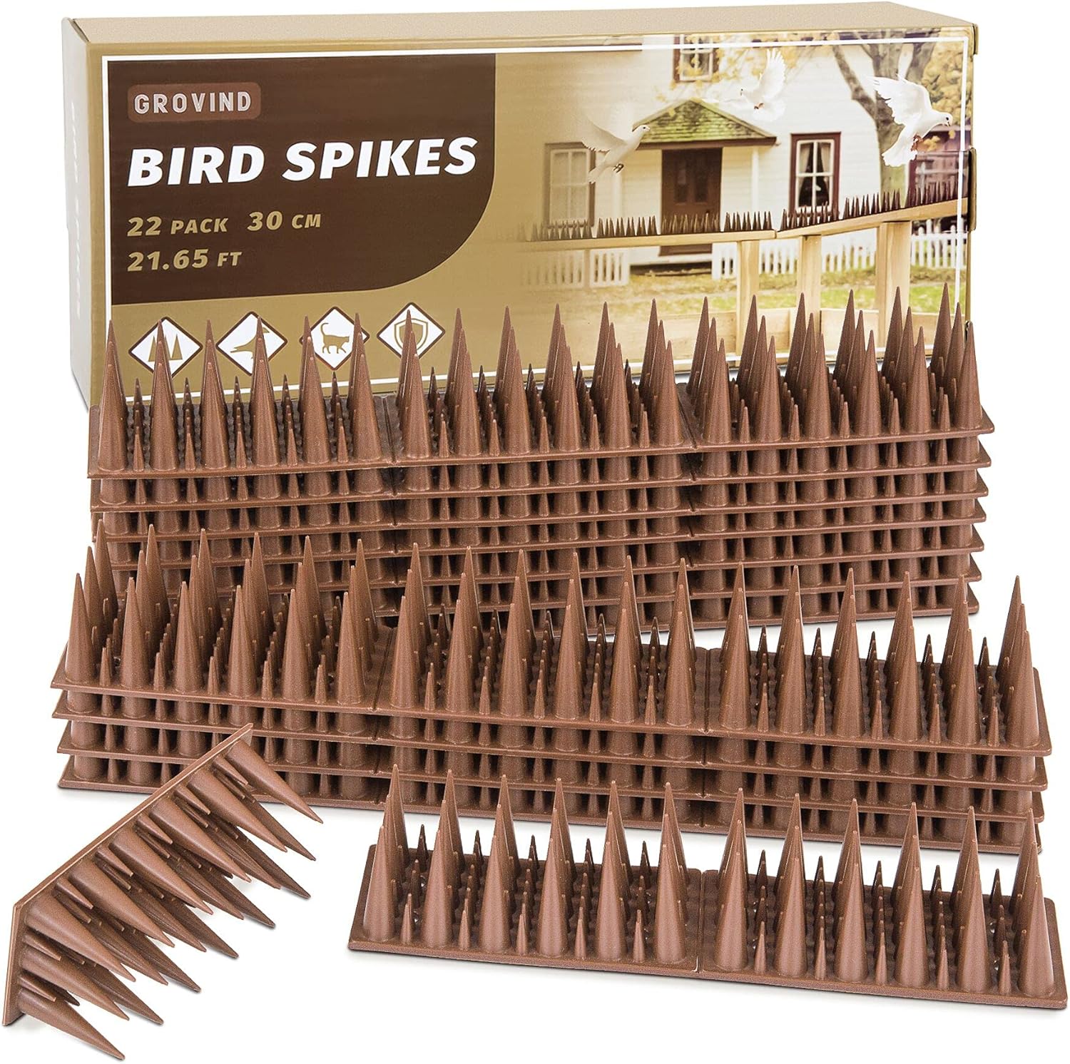 Grovind 21.6 FT Bird Spikes for Outdoor, Plastic Bird