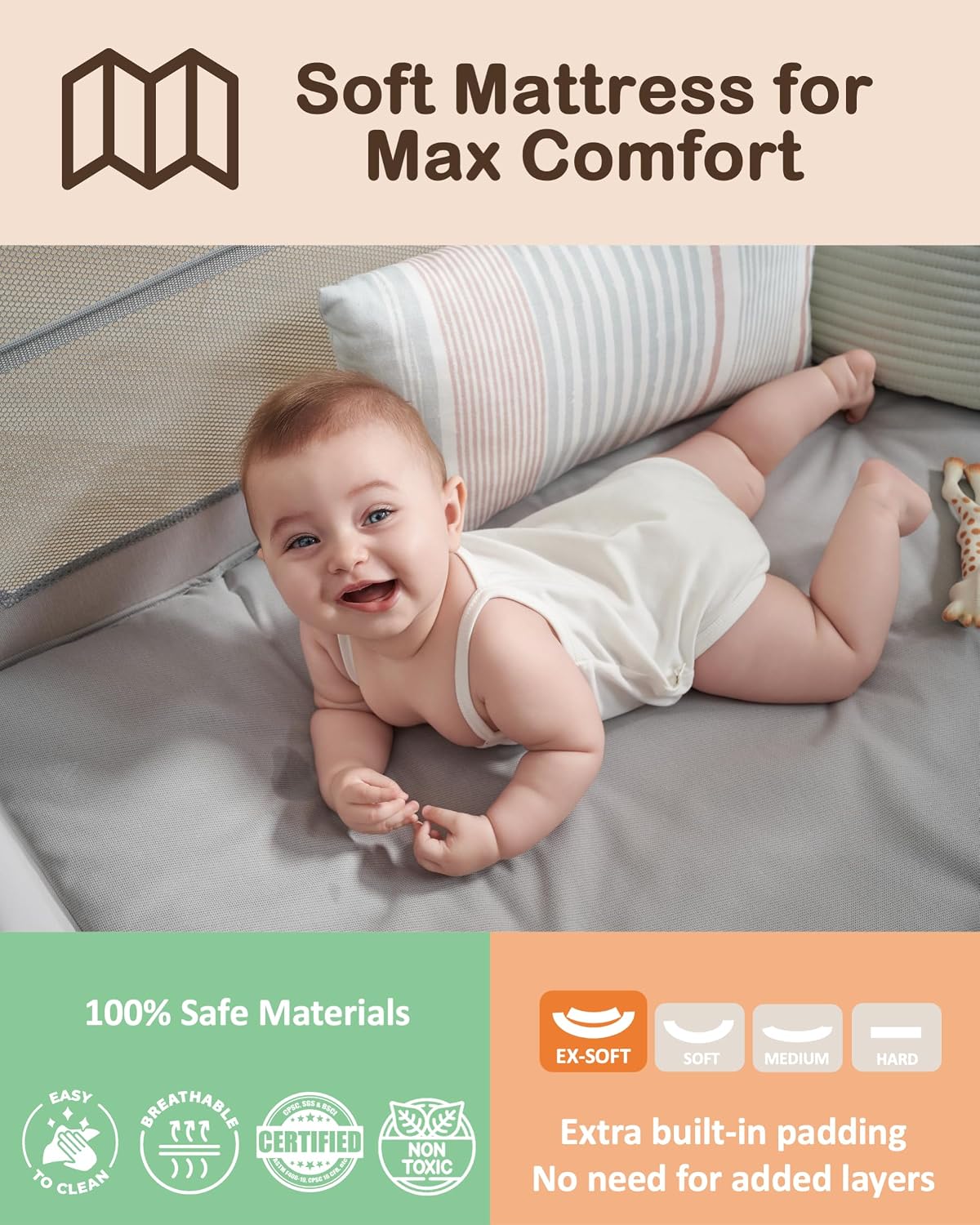  4 in 1 Baby Bassinet Bedside Sleeper, Baby Bedside Crib 4 Functions, Bedside Sleeper, Bassinet Crib, Baby Playard, Changing Table for Newborn Baby thumbnail
