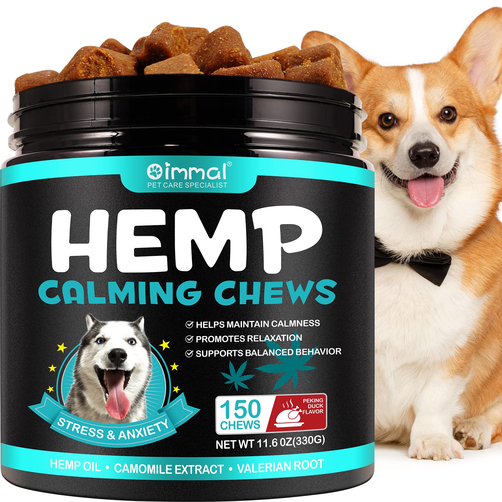 HRAMEX Calming Chews for Dogs(150PCS),Helps Dog Anxiety & Stress Relief, Separation and Barking,Dog Calming Treats,Melatonin for Dogs, Sleep Calming Aid, for All Breeds & Sizes11.6 oz (330g)