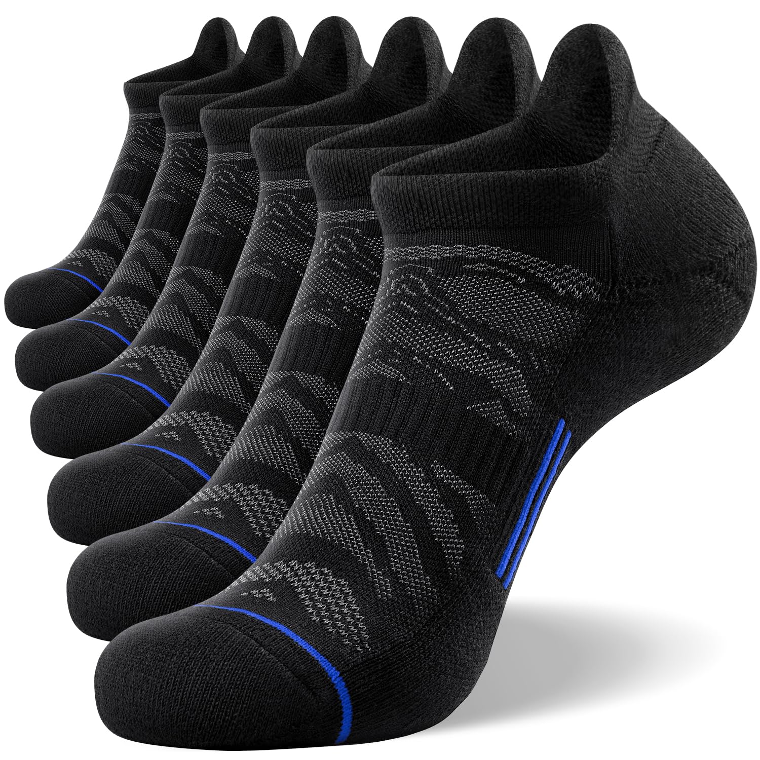FITRELL Men's 6 Pack Ankle Running Socks Low Cut Cushioned Athletic Sports Socks 7-9/9-12/12-15