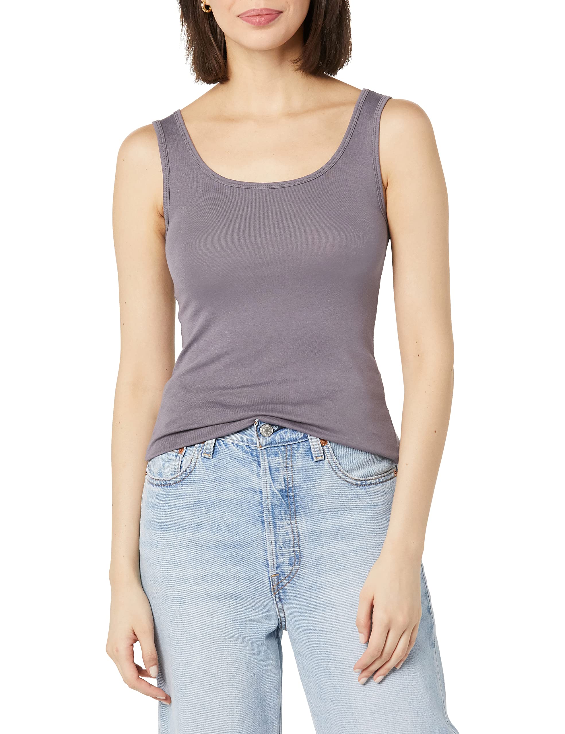 Amazon Essentials Canottiera vestibilità Aderente Donna, Pacco da 2