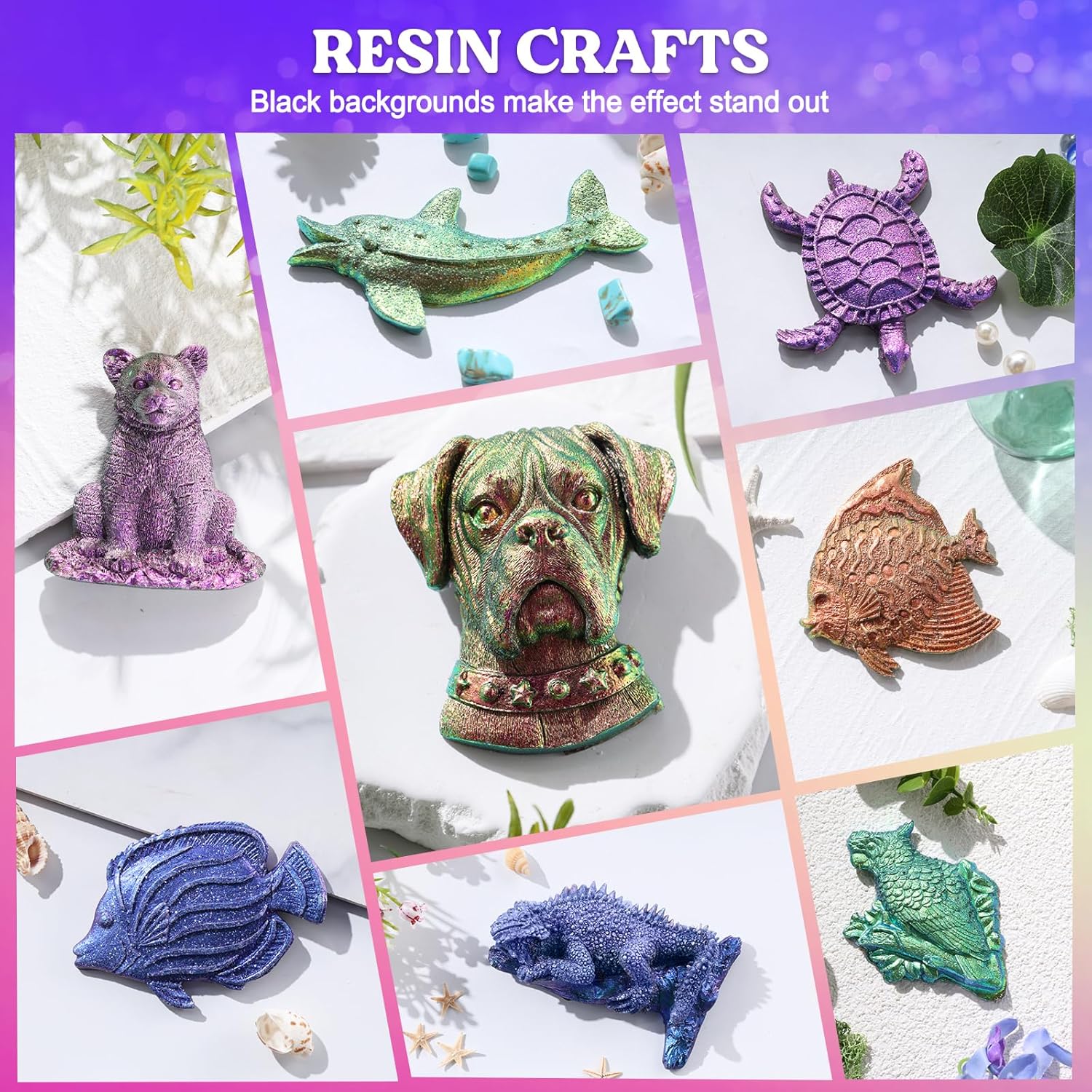 LET'S RESIN Chameleon Chunky Flakes, Resin Supplies-8 Color Intense Colorshift Pigment Powder for Resin Crafts/Tumblers, Chrome Powder Iridescent Flakes for Nail Art/Paints/Soap Making - Image 5