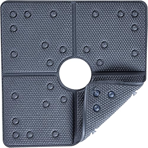 Miniatura 3 de Alfombrilla antideslizante para bañera espuma de seguridad suave para bañera adecuada para familias de 21 x 21 pulgadas con orificios de drenaje y