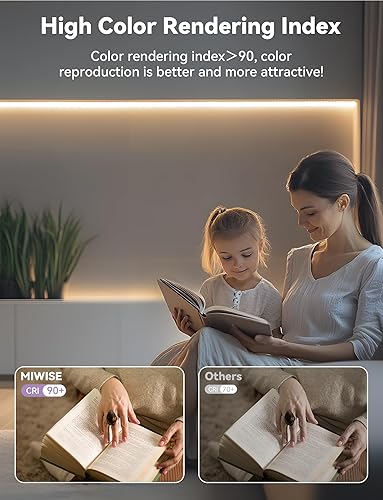 Miniatura 2 de MIWISE Tira de luces LED USB 5V, tira de luz LED COB súper brillante de 2700 K, blanco cálido con interruptor de atenuación táctil, luces de cinta