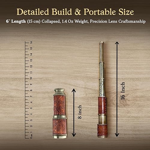 Miniatura 4 de NauticalMart Telescopio náutico de latón de 16 pulgadas de cristal espía extensible con caja de cuero para coleccionistas náuticos y aventureros -