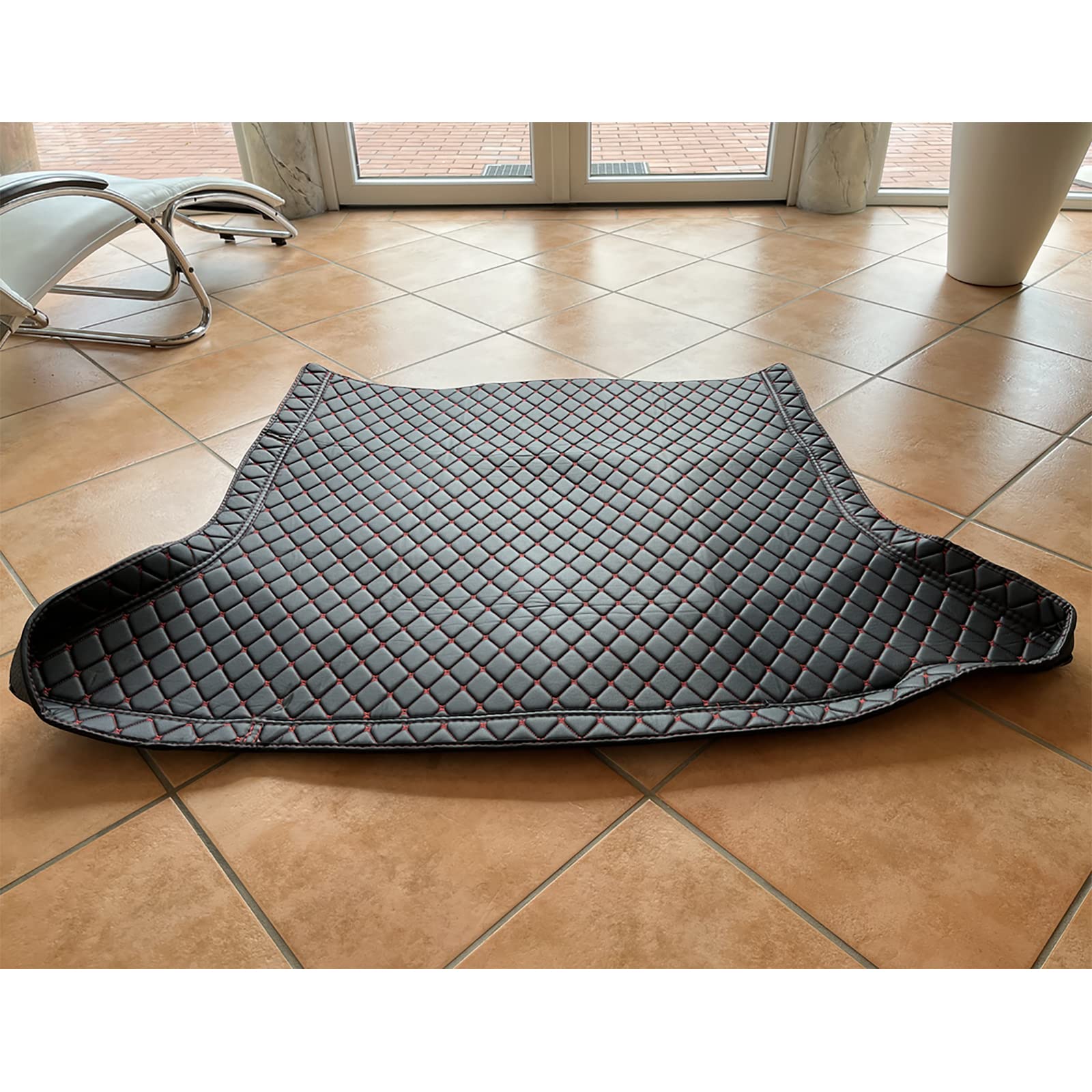 pour KIA Ceed Hatchback 2006-2012, Tapis de Coffre de Voiture, Tapis de Protection en Cuir Microfibre Semi-entouré pour Bagages, Doublure de Chargement,3-Black Blue