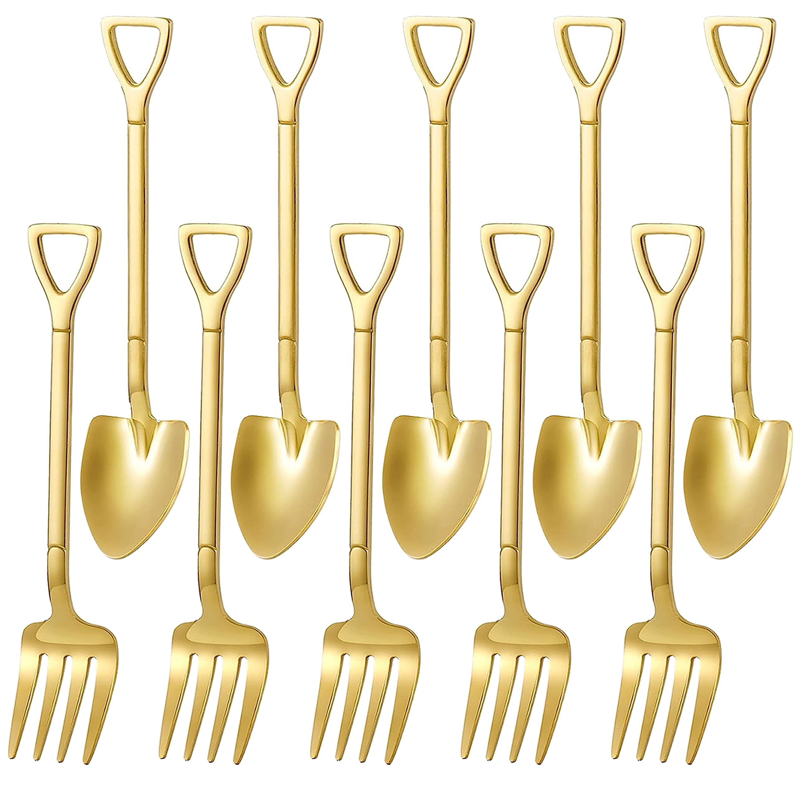 Comicfs 10 Pcs 4.7 Inches Silver Shovel Shape Fruit Forks Cocktail Sticks Set, Stainless Steel Mini Salad Forks Appetizer Cake Dessert Forks Party Supplies (10 Fork, Silver) — Amazon image 9