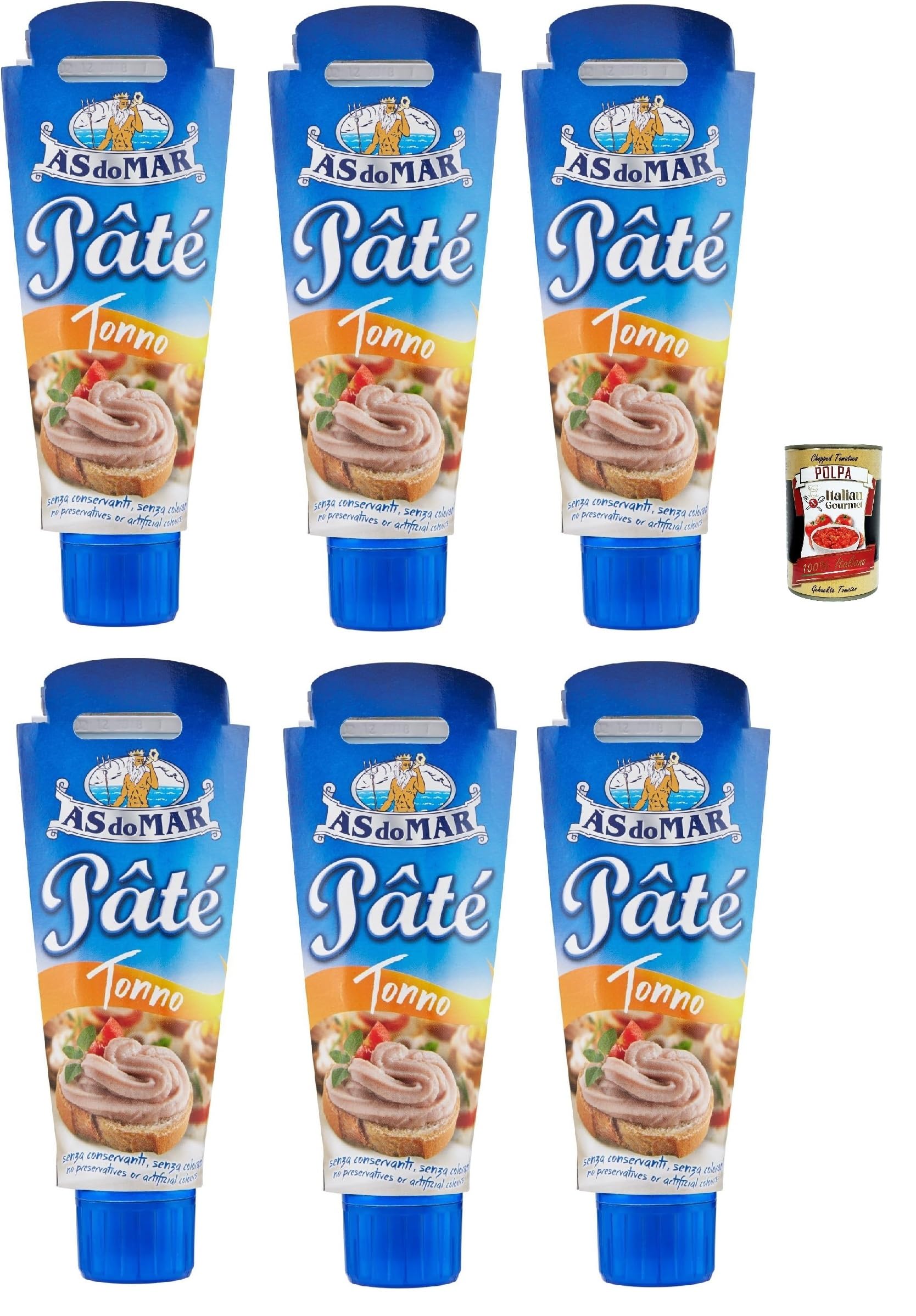 AS do MAR Patè Tonno Crema de atún 6 x 100 g untable + Italian Gourmet plpa 400 g